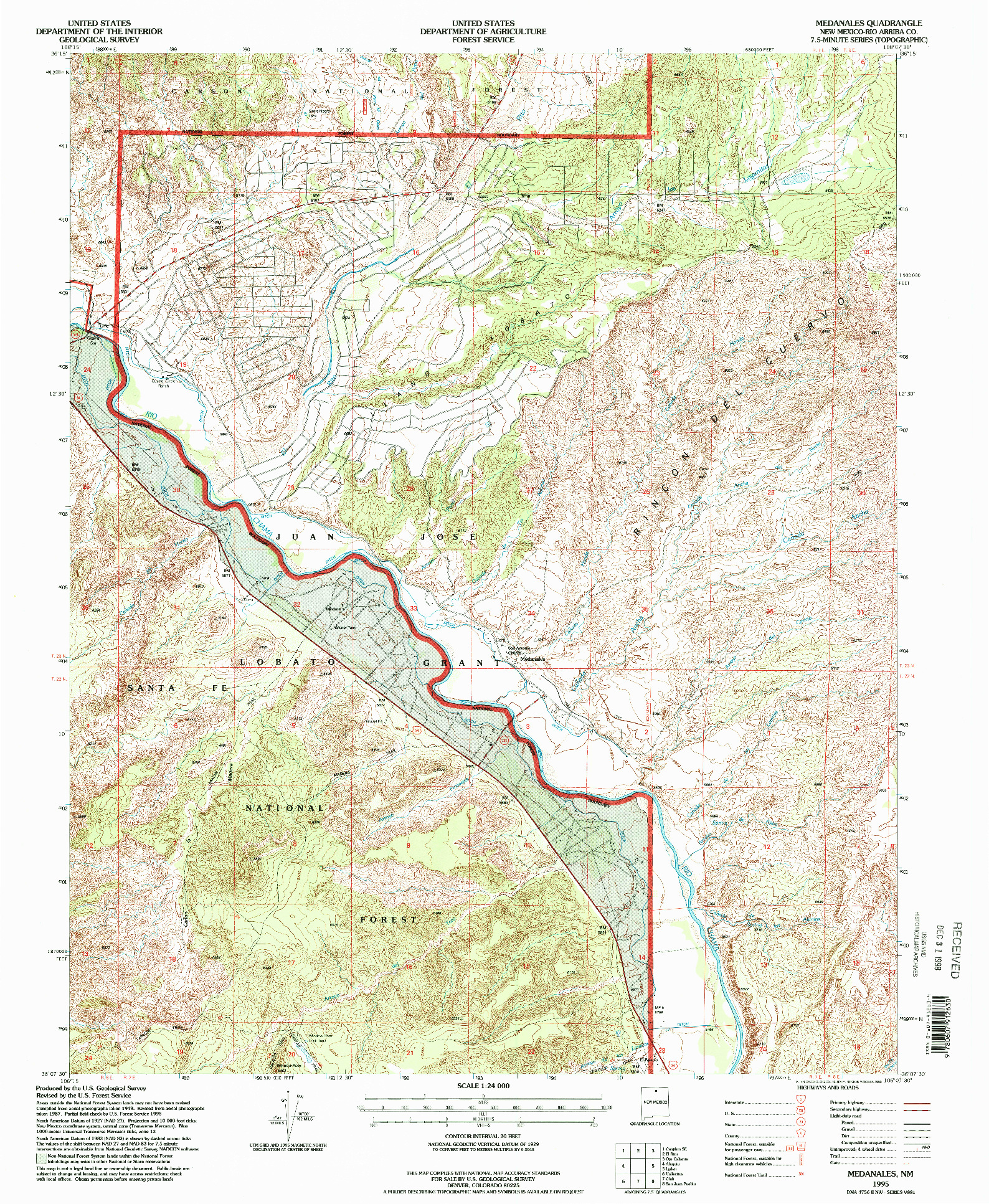 USGS 1:24000-SCALE QUADRANGLE FOR MEDANALES, NM 1995