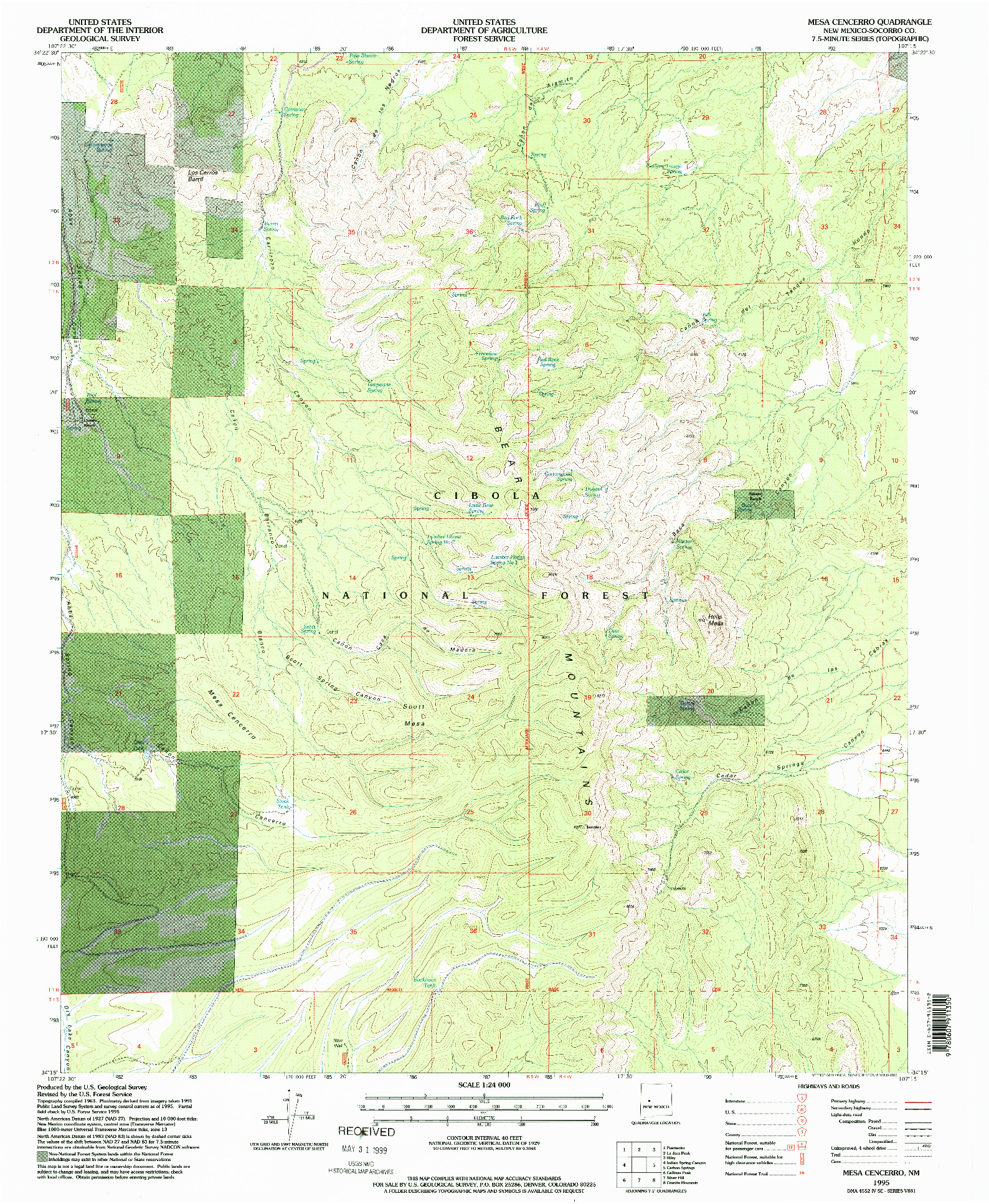 USGS 1:24000-SCALE QUADRANGLE FOR MESA CENCERRO, NM 1995