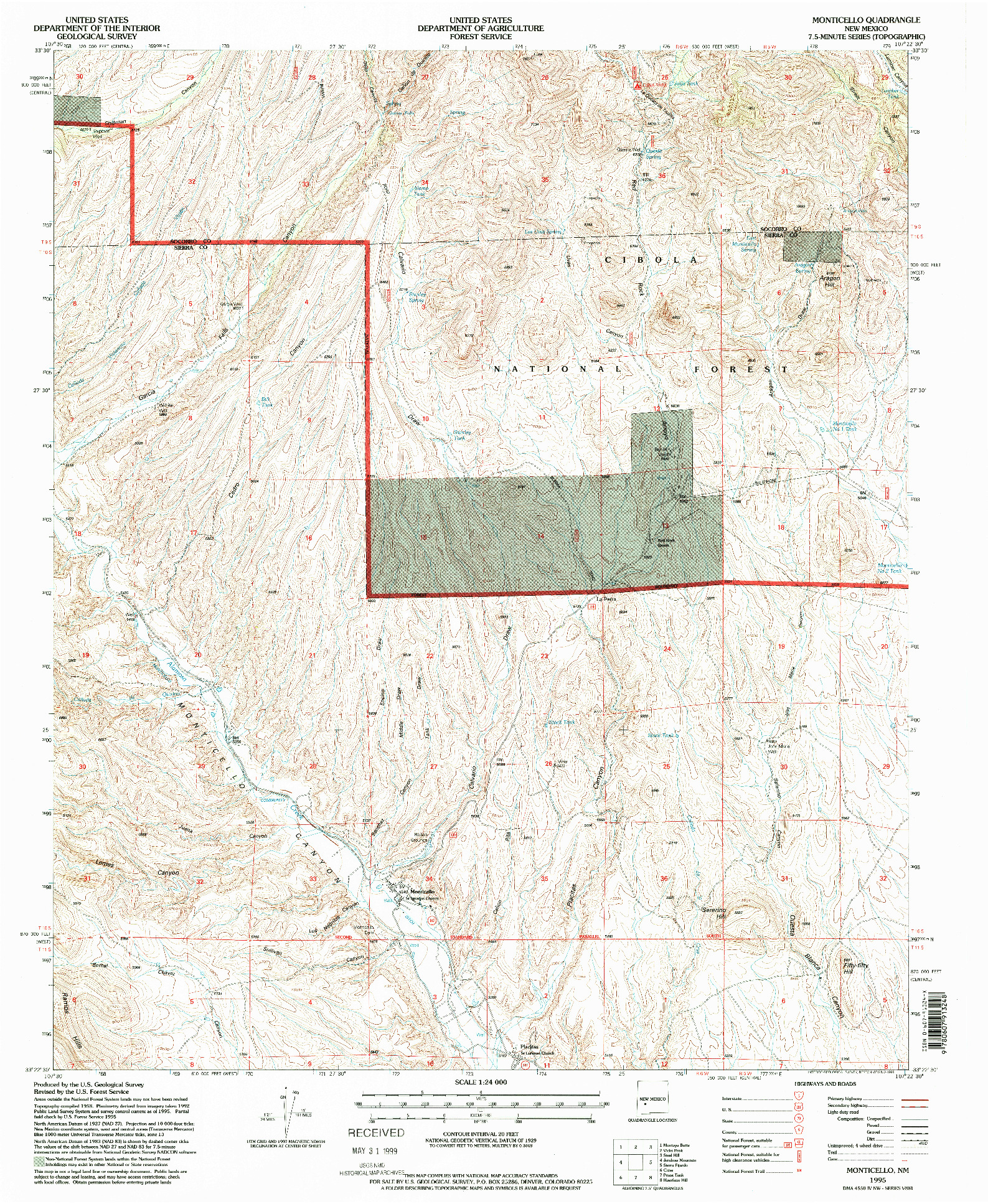 USGS 1:24000-SCALE QUADRANGLE FOR MONTICELLO, NM 1995