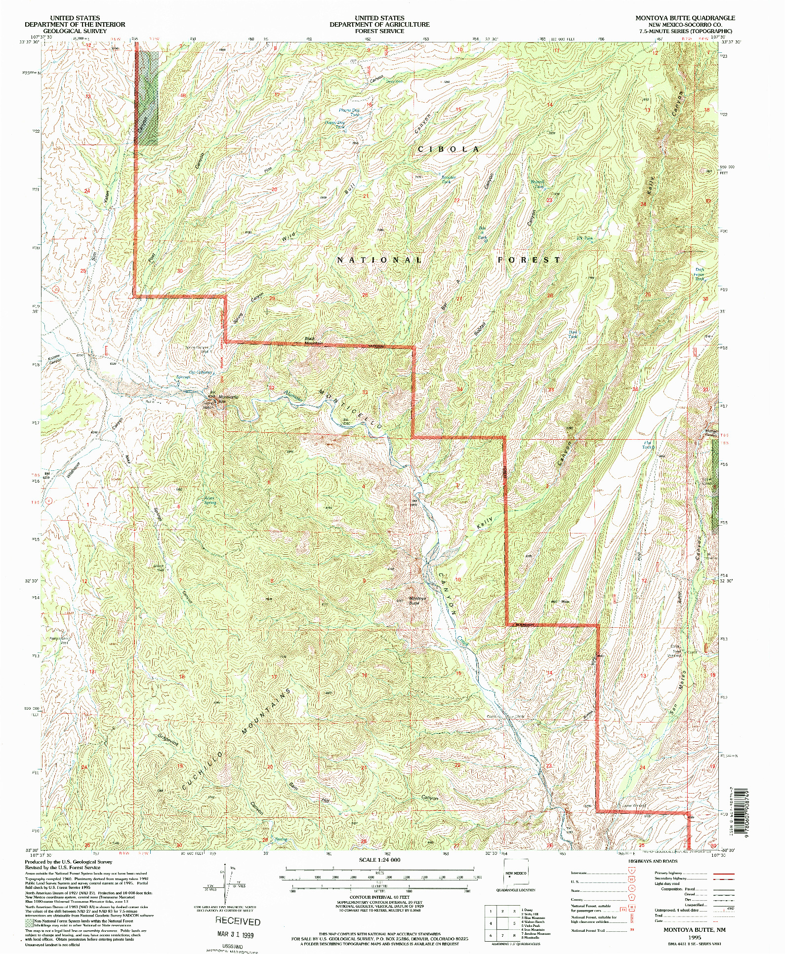 USGS 1:24000-SCALE QUADRANGLE FOR MONTOYA BUTTE, NM 1995