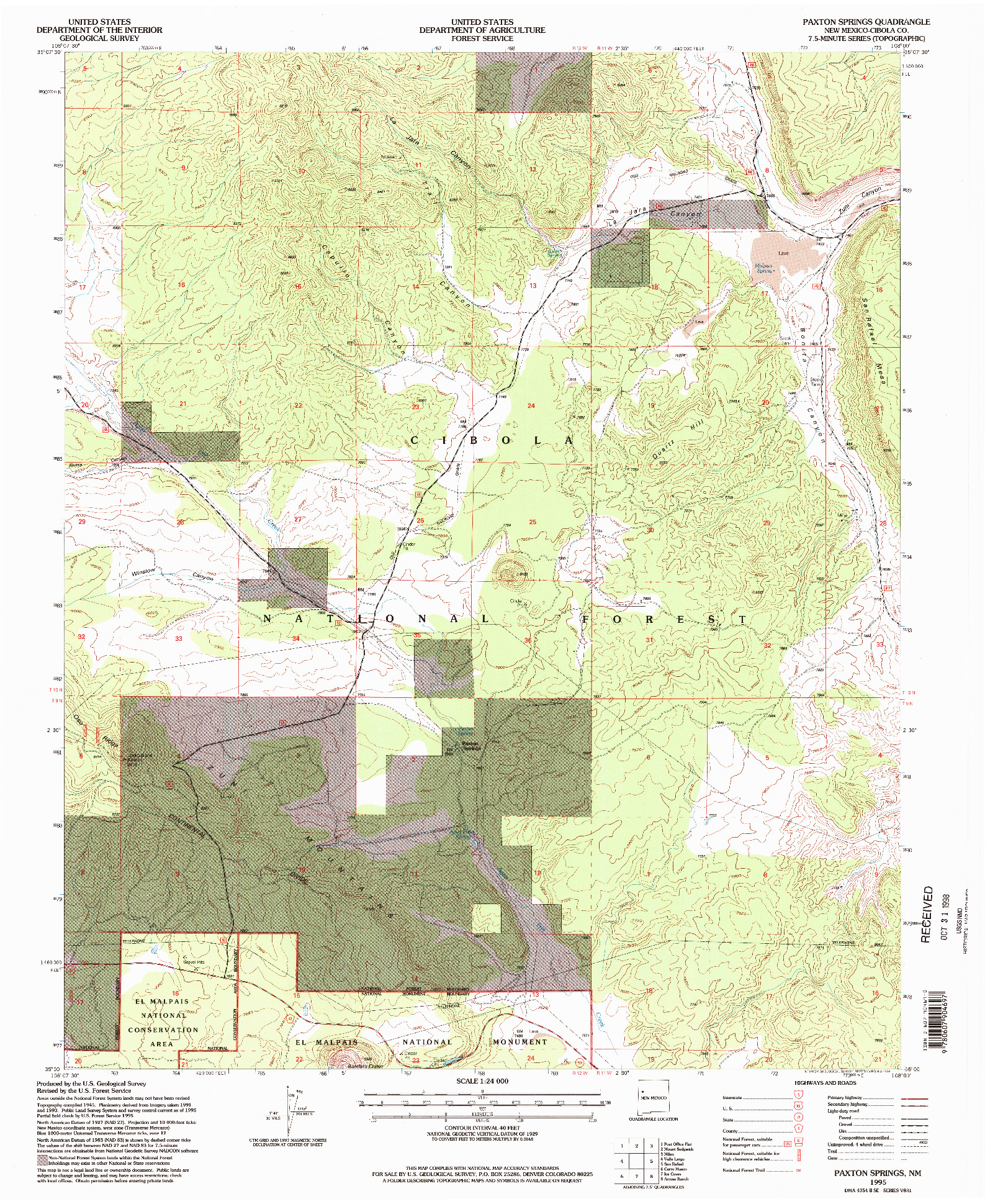 USGS 1:24000-SCALE QUADRANGLE FOR PAXTON SPRINGS, NM 1995