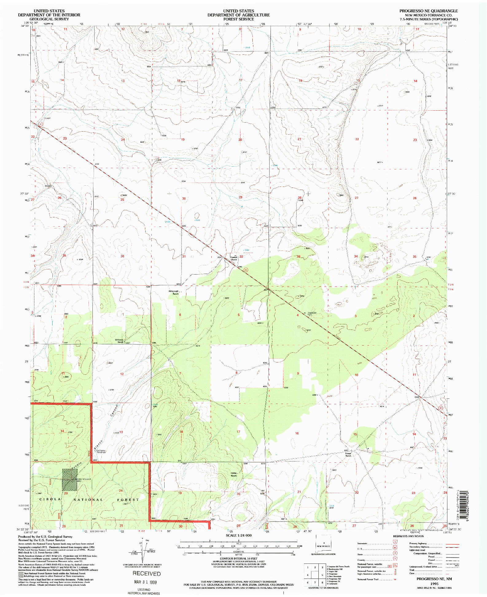 USGS 1:24000-SCALE QUADRANGLE FOR PROGRESSO NE, NM 1995