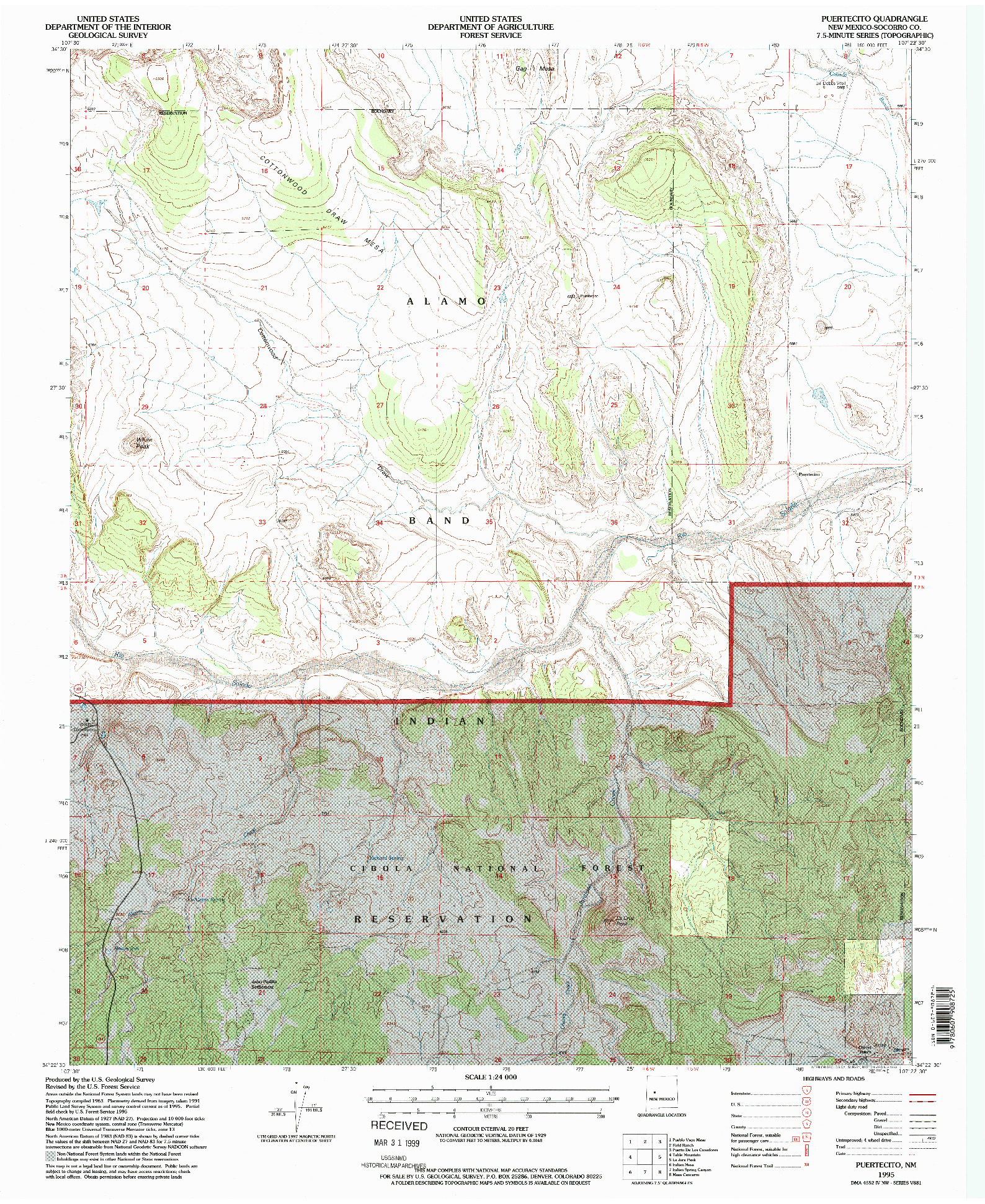 USGS 1:24000-SCALE QUADRANGLE FOR PUERTECITO, NM 1995