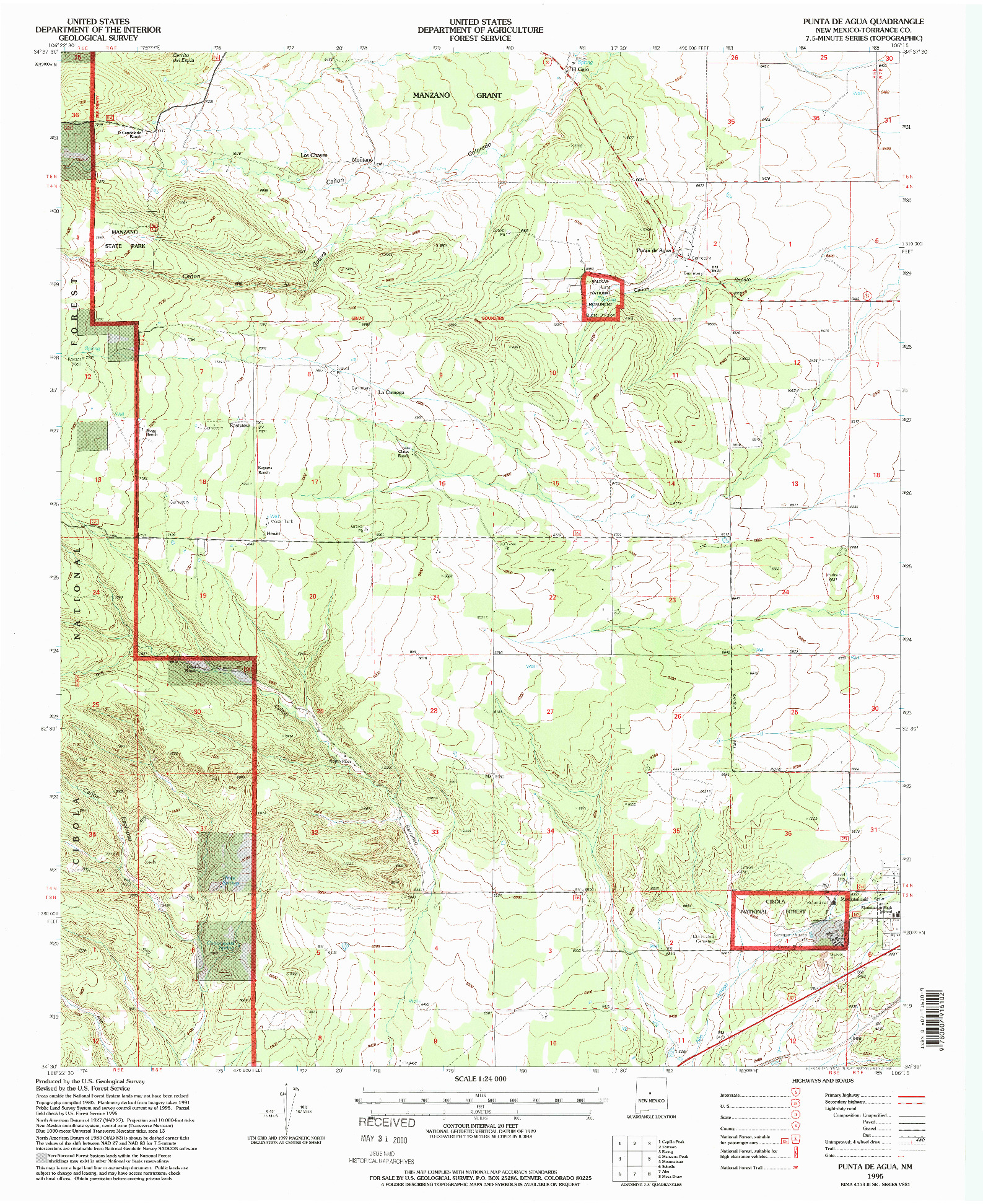 USGS 1:24000-SCALE QUADRANGLE FOR PUNTA DE AGUA, NM 1995