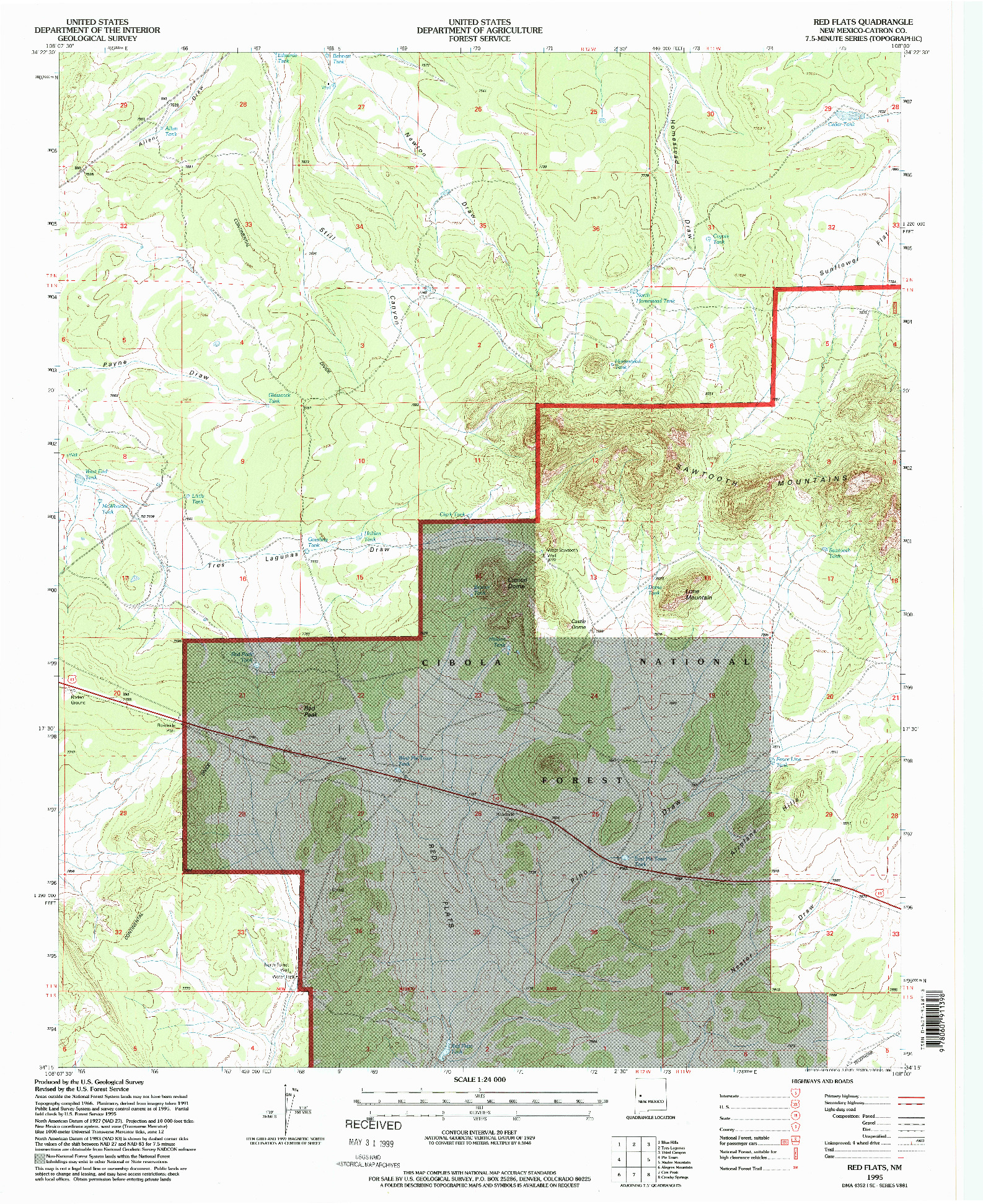 USGS 1:24000-SCALE QUADRANGLE FOR RED FLATS, NM 1995