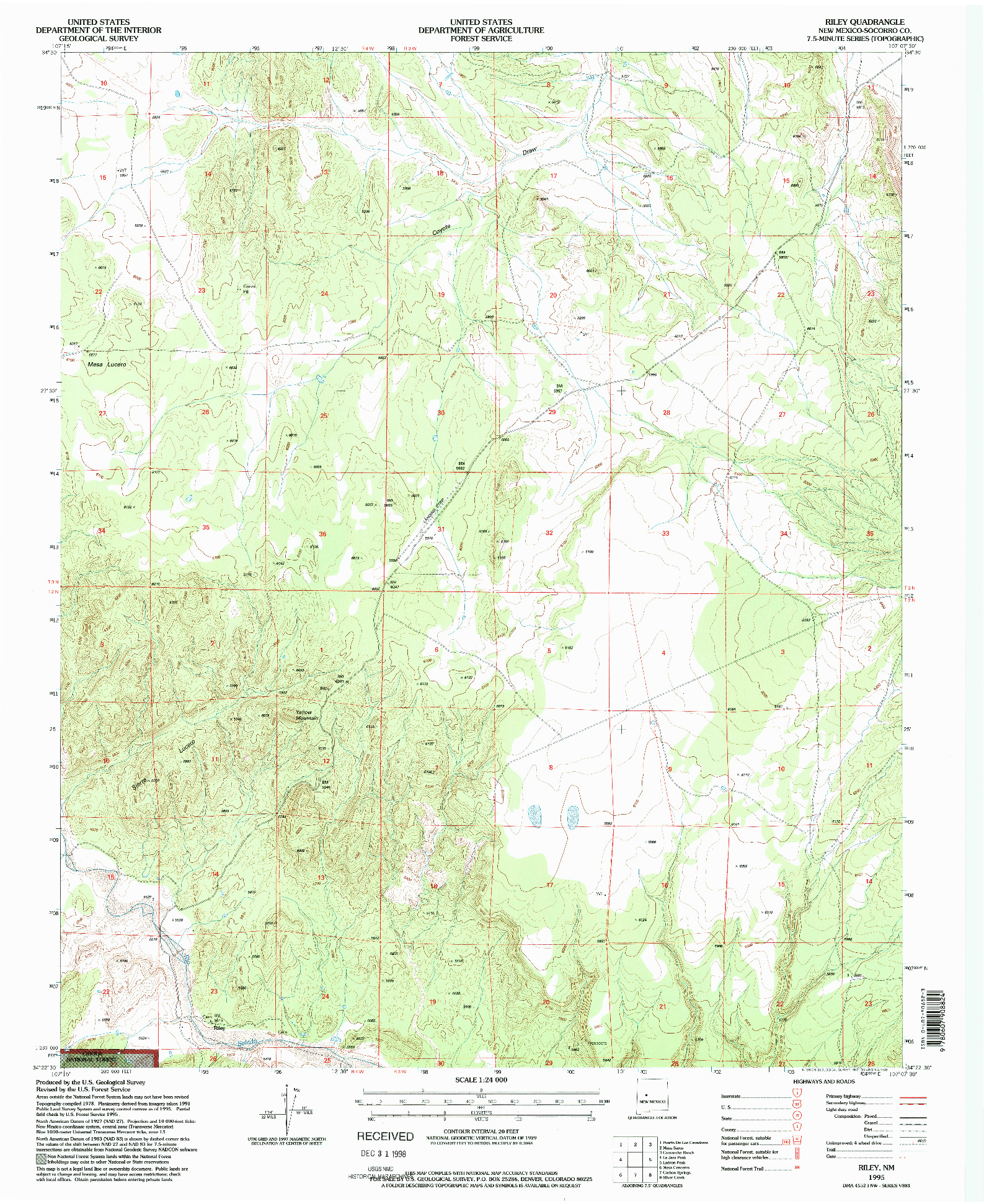 USGS 1:24000-SCALE QUADRANGLE FOR RILEY, NM 1995
