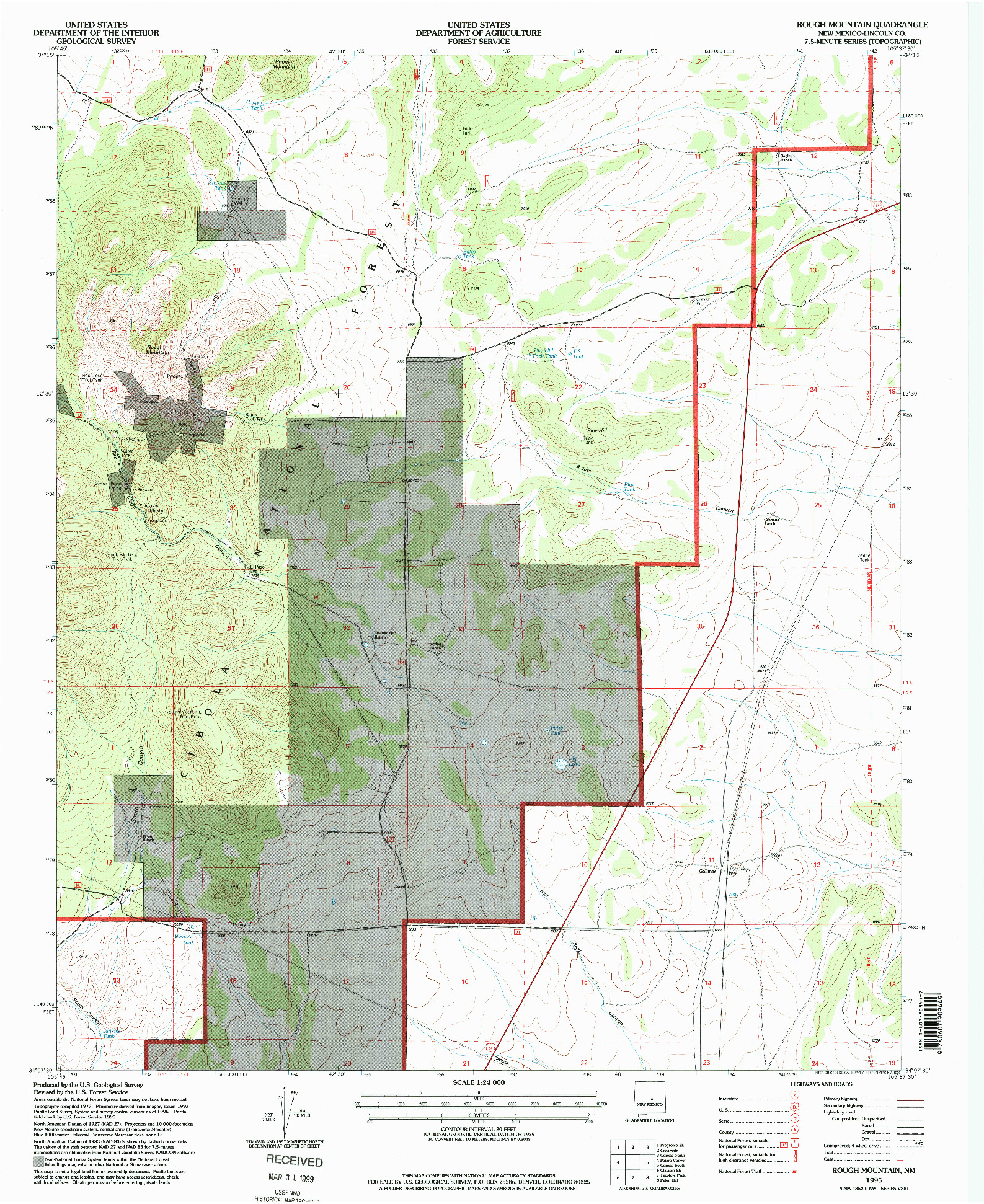 USGS 1:24000-SCALE QUADRANGLE FOR ROUGH MOUNTAIN, NM 1995