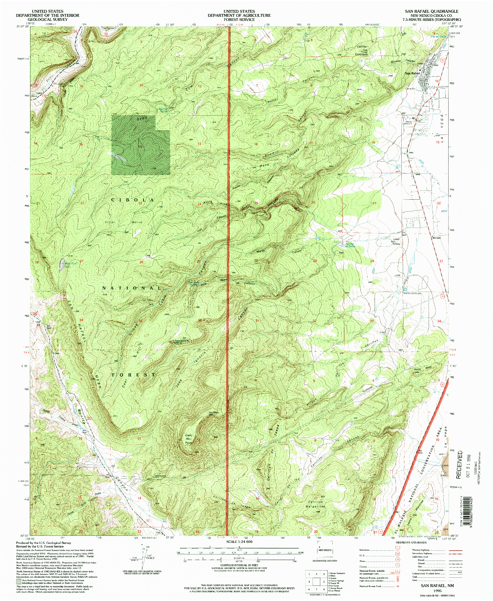 USGS 1:24000-SCALE QUADRANGLE FOR SAN RAFAEL, NM 1995