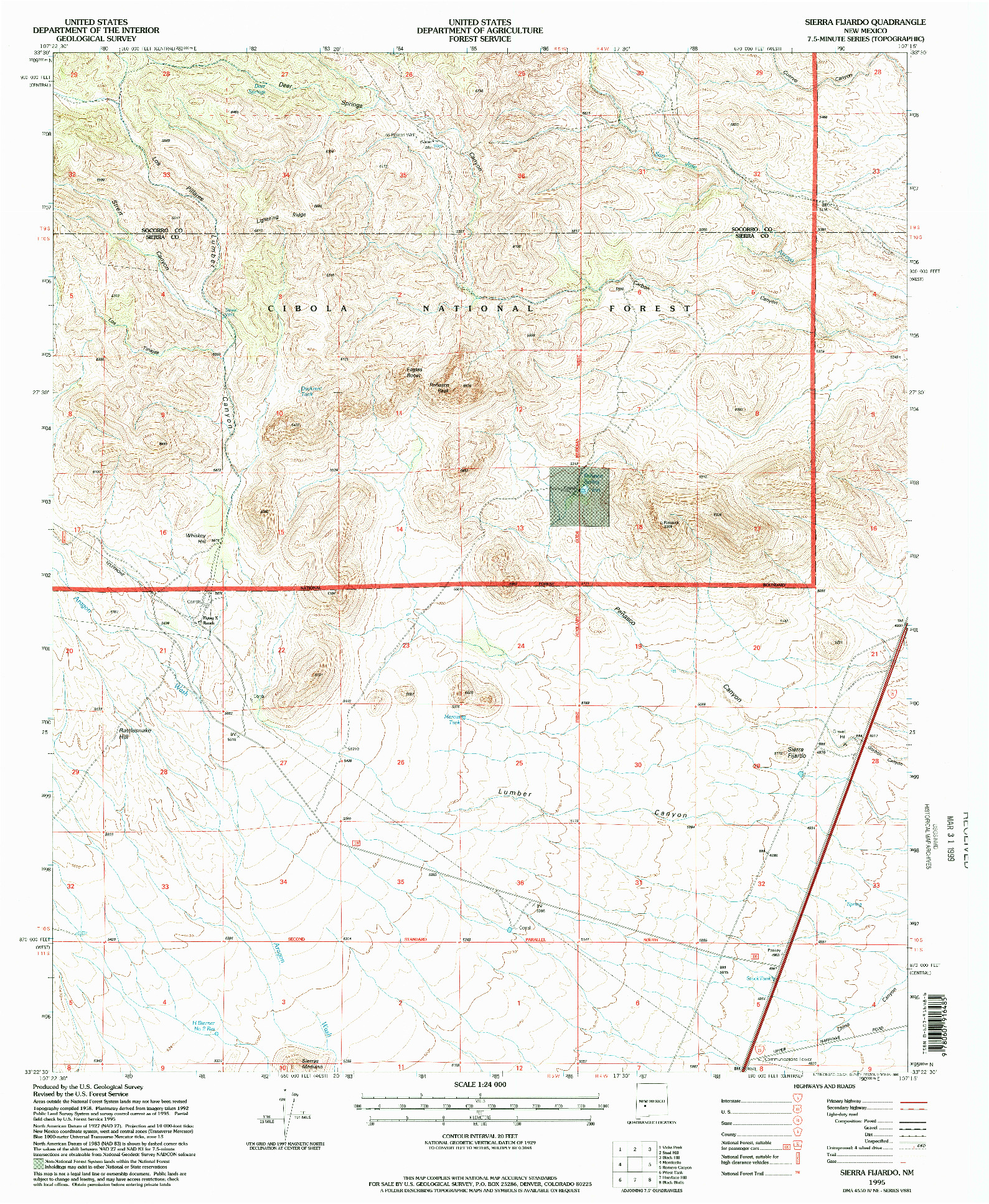 USGS 1:24000-SCALE QUADRANGLE FOR SIERRA FIJARDO, NM 1995