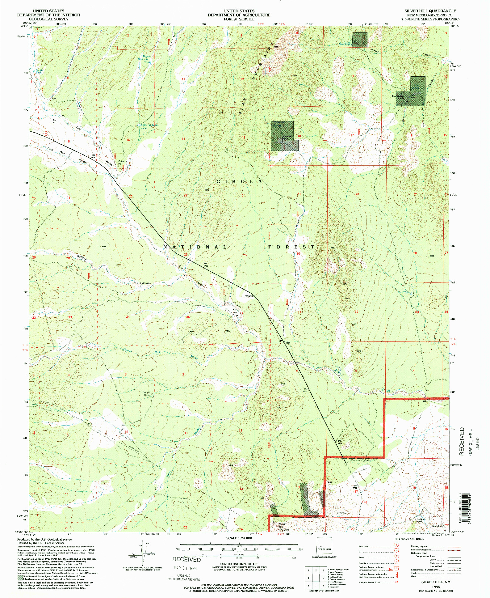 USGS 1:24000-SCALE QUADRANGLE FOR SILVER HILL, NM 1995