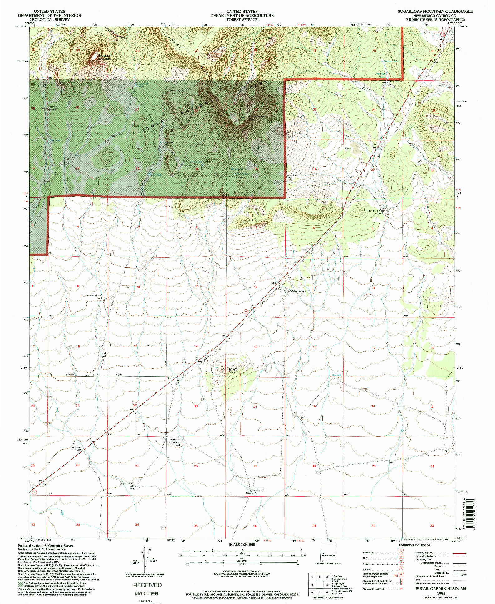 USGS 1:24000-SCALE QUADRANGLE FOR SUGARLOAF MOUNTAIN, NM 1995