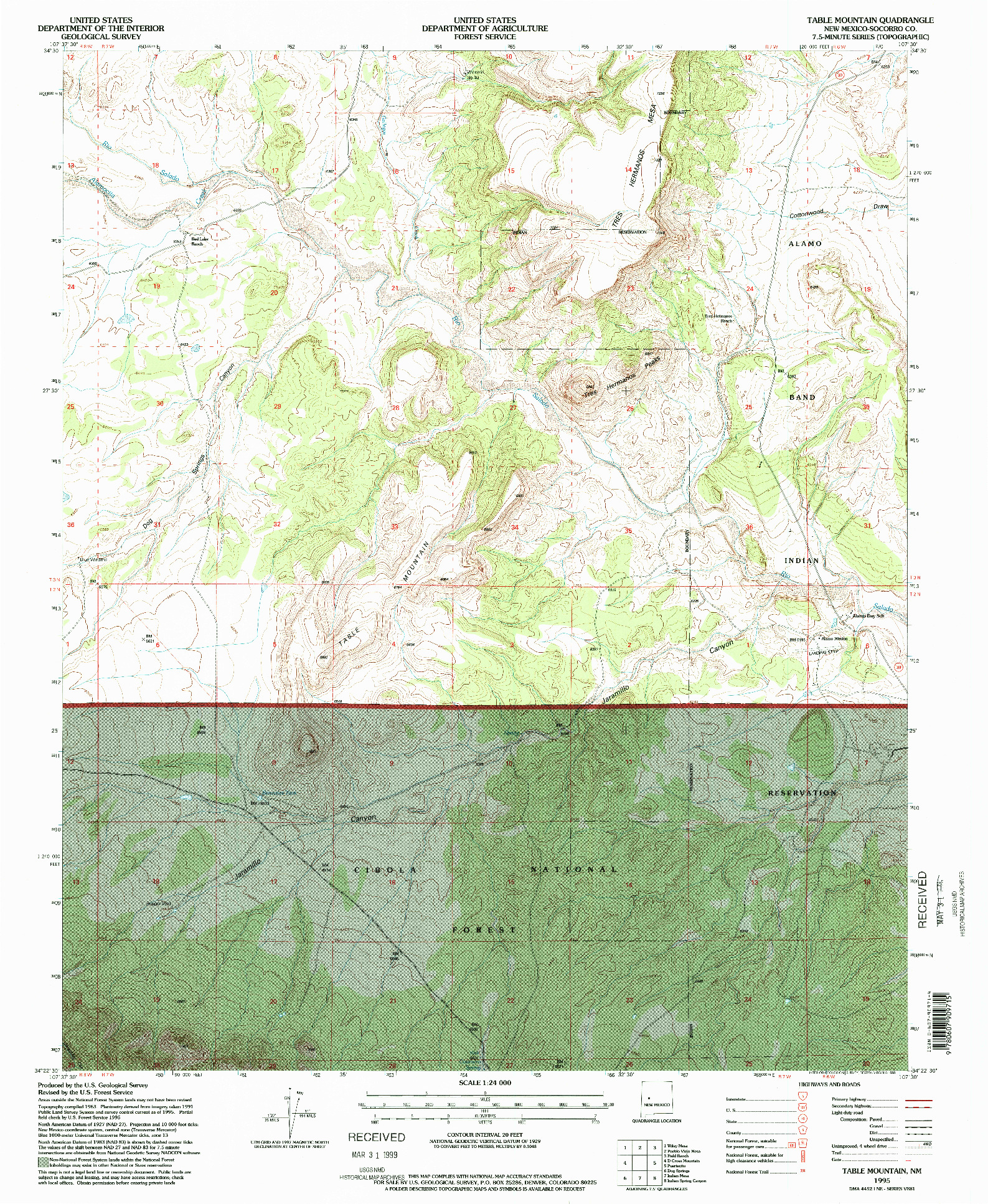 USGS 1:24000-SCALE QUADRANGLE FOR TABLE MOUNTAIN, NM 1995