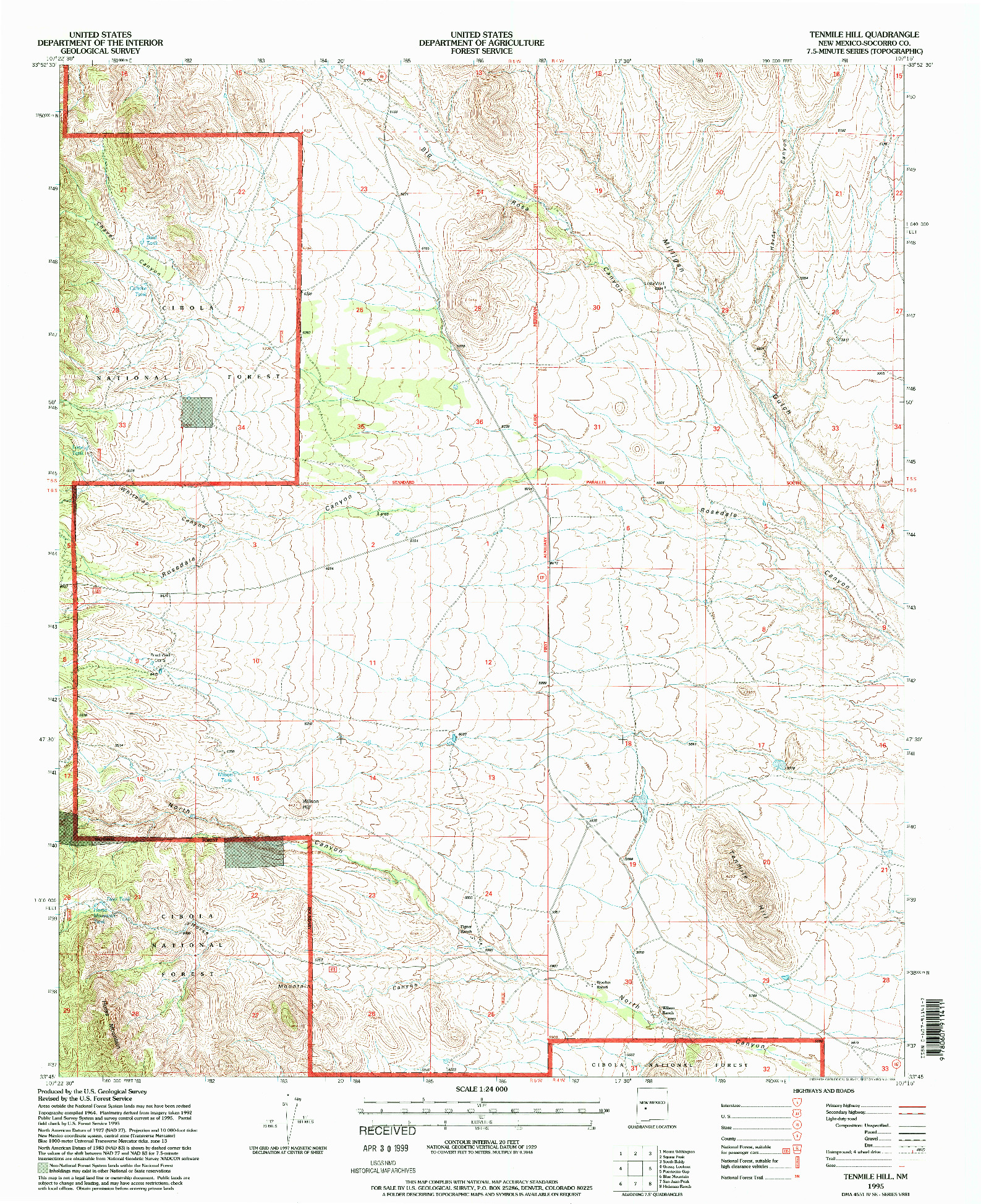 USGS 1:24000-SCALE QUADRANGLE FOR TENMILE HILL, NM 1995