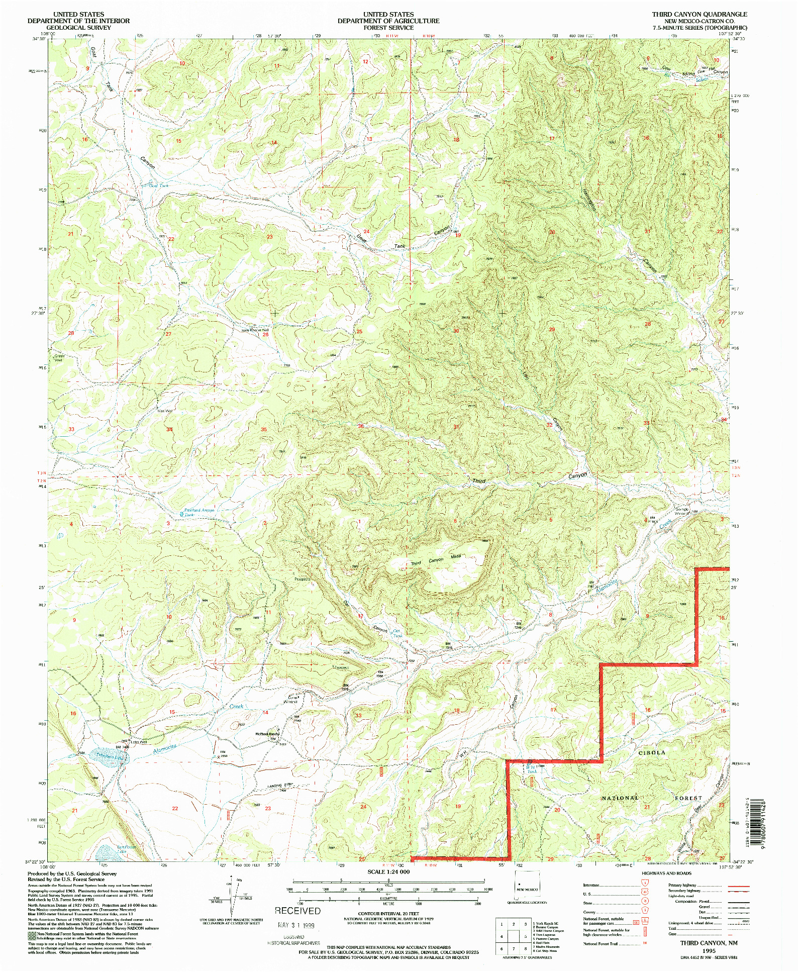 USGS 1:24000-SCALE QUADRANGLE FOR THIRD CANYON, NM 1995