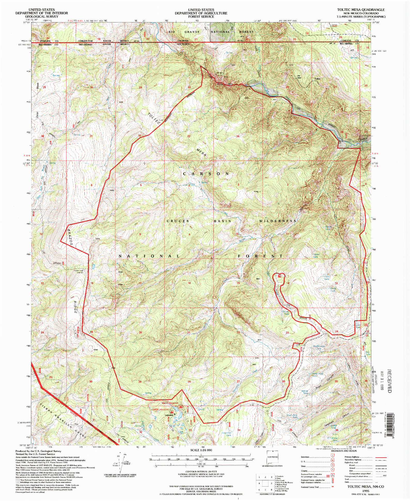 USGS 1:24000-SCALE QUADRANGLE FOR TOLTEC MESA, NM 1995