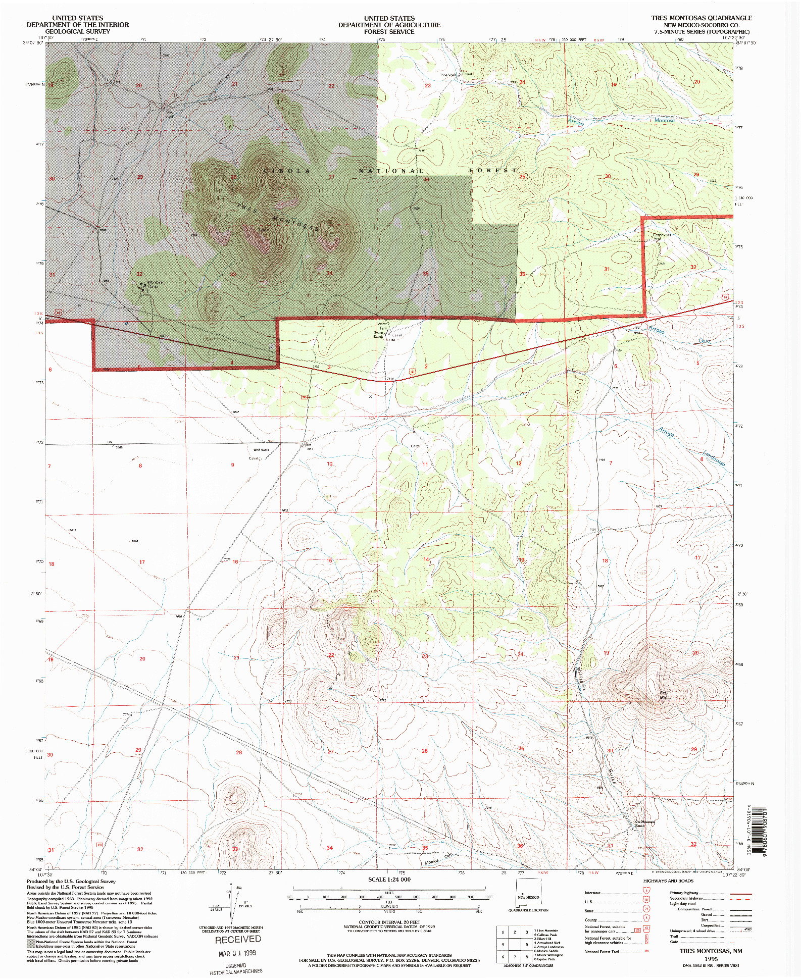 USGS 1:24000-SCALE QUADRANGLE FOR TRES MONTOSAS, NM 1995