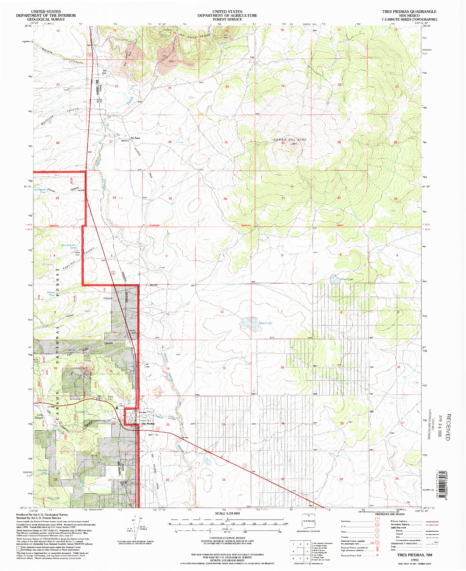 USGS 1:24000-SCALE QUADRANGLE FOR TRES PIEDRAS, NM 1995