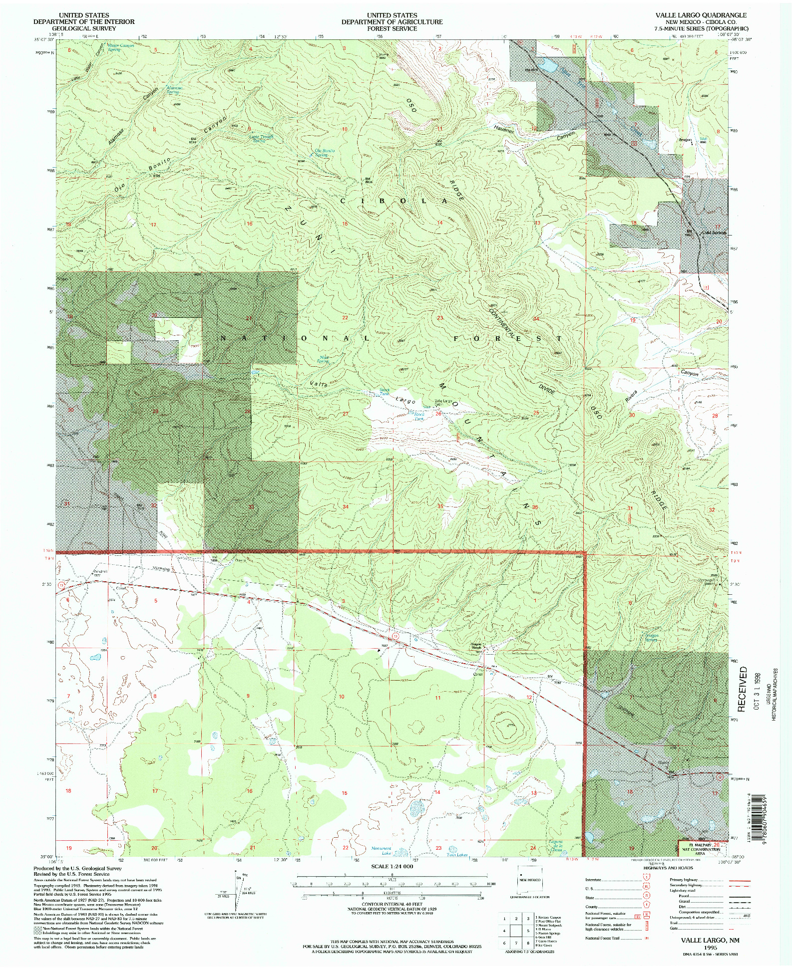 USGS 1:24000-SCALE QUADRANGLE FOR VALLE LARGO, NM 1995