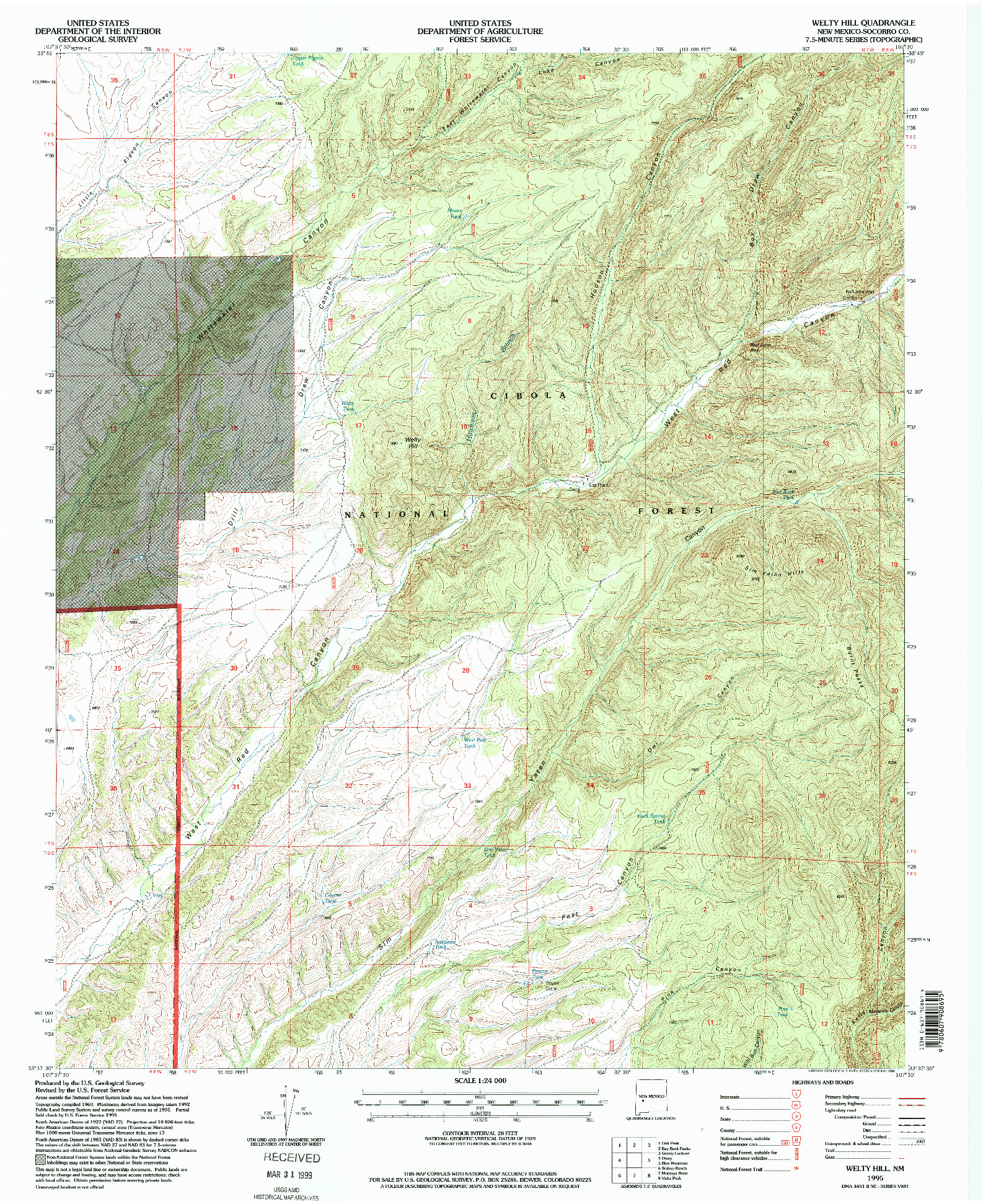 USGS 1:24000-SCALE QUADRANGLE FOR WELTY HILL, NM 1995