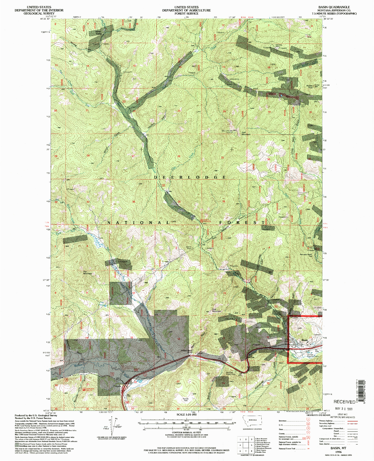 USGS 1:24000-SCALE QUADRANGLE FOR BASIN, MT 1996