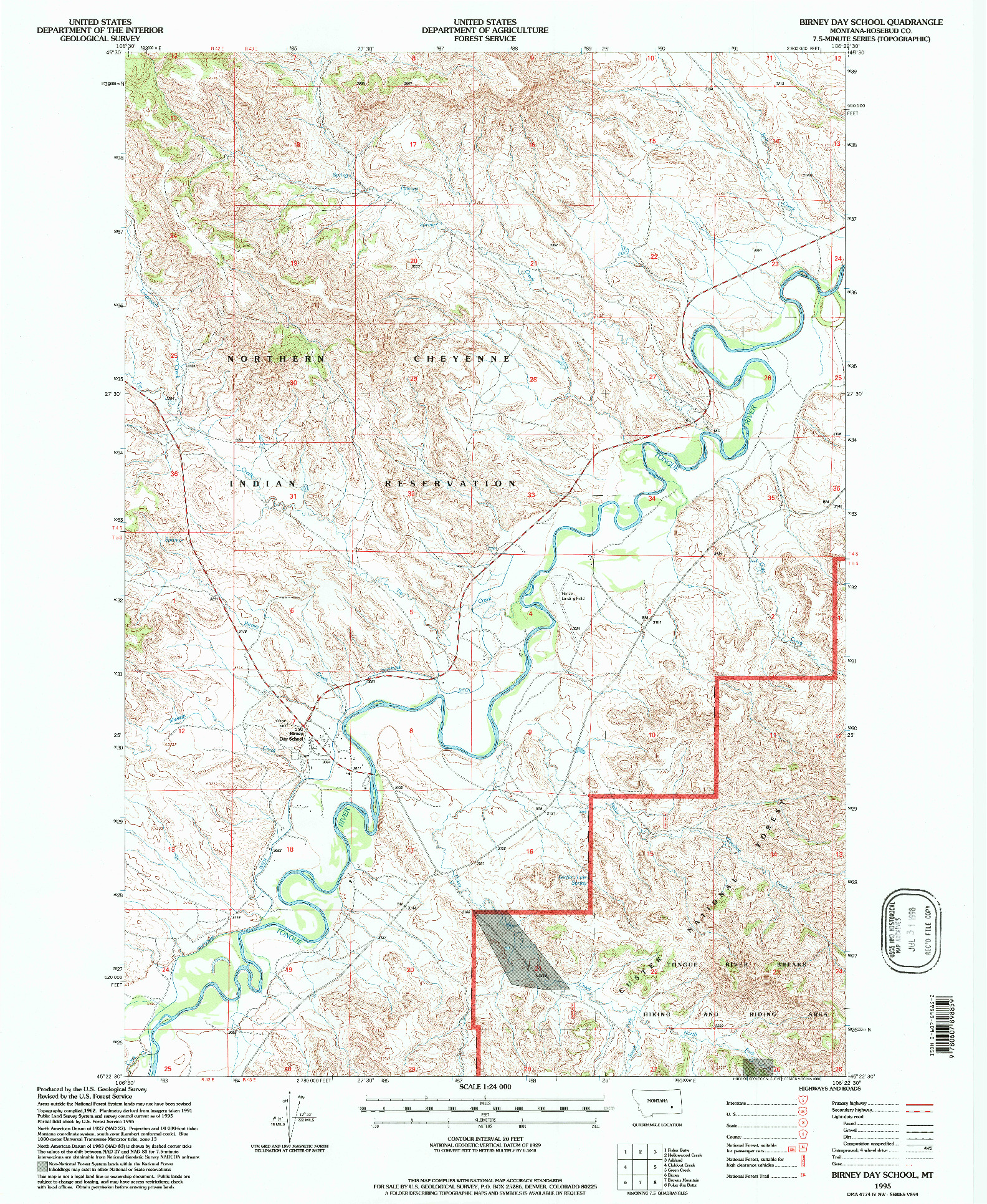 USGS 1:24000-SCALE QUADRANGLE FOR BIRNEY DAY SCHOOL, MT 1995