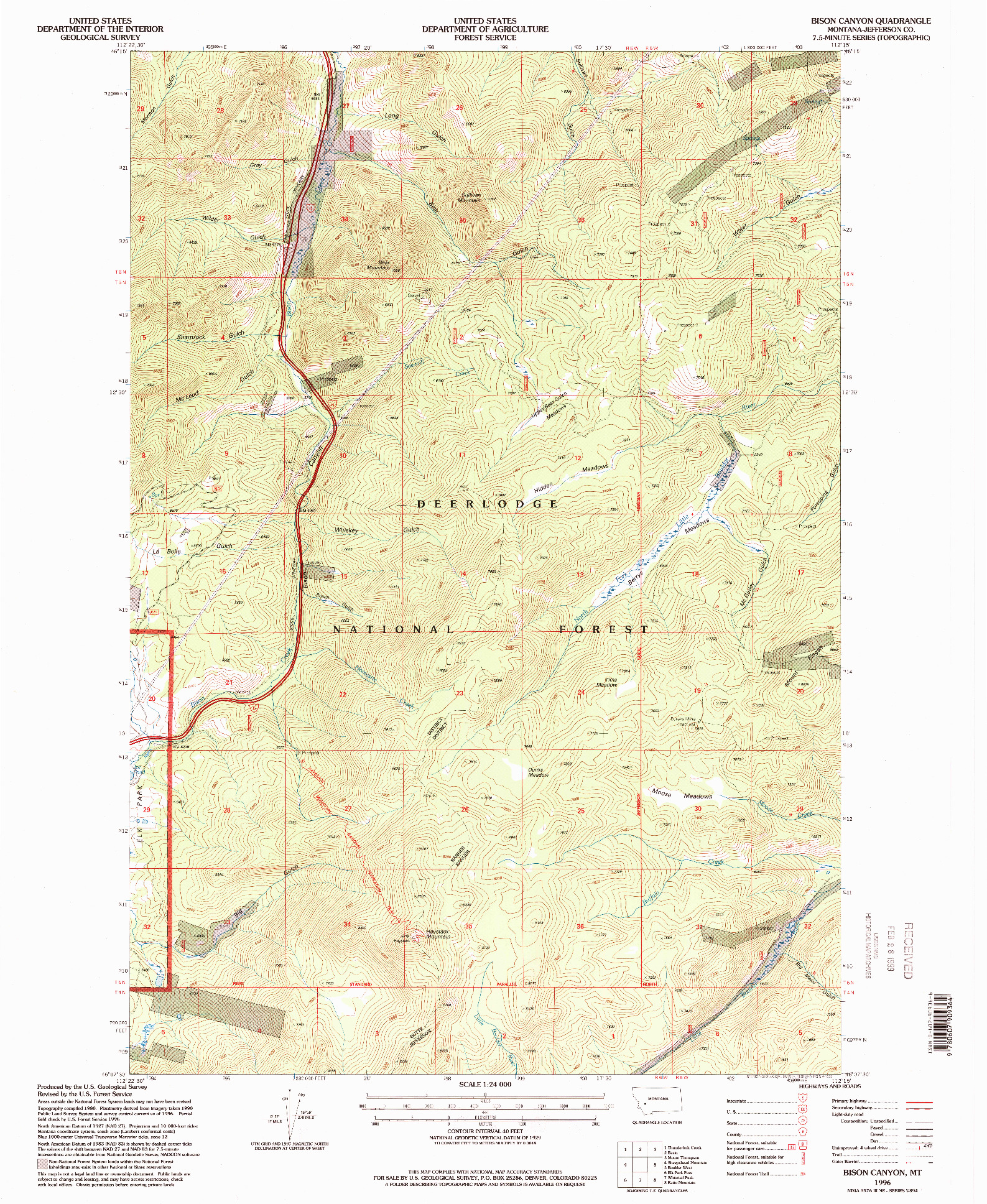USGS 1:24000-SCALE QUADRANGLE FOR BISON CANYON, MT 1996