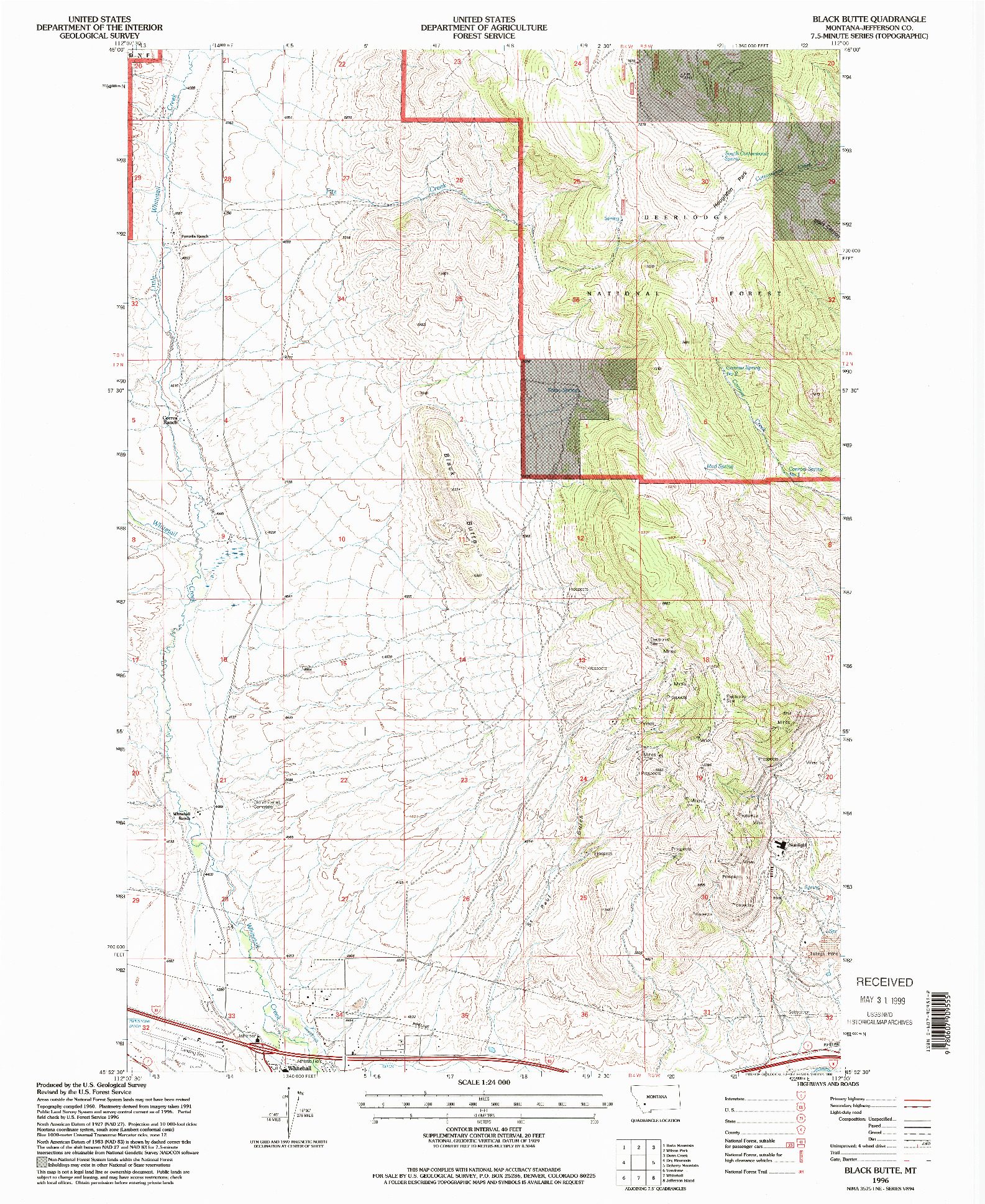 USGS 1:24000-SCALE QUADRANGLE FOR BLACK BUTTE, MT 1996