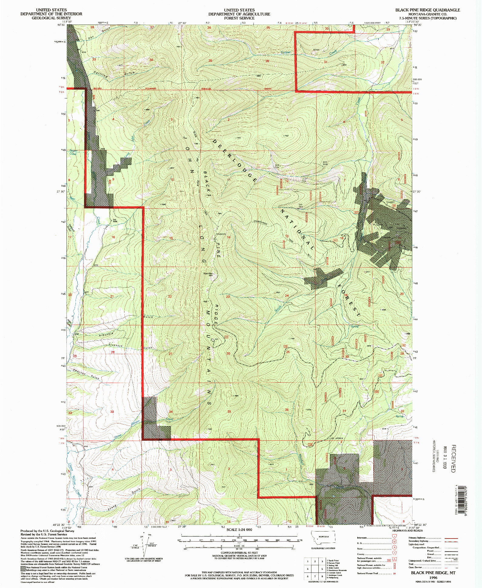 USGS 1:24000-SCALE QUADRANGLE FOR BLACK PINE RIDGE, MT 1996