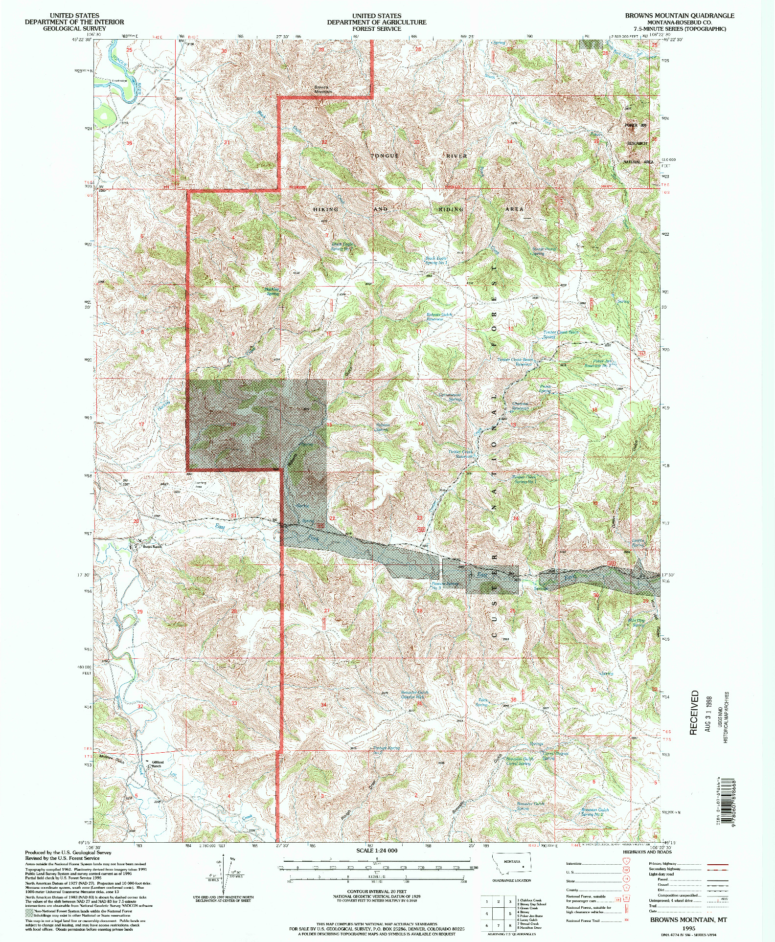 USGS 1:24000-SCALE QUADRANGLE FOR BROWNS MOUNTAIN, MT 1995