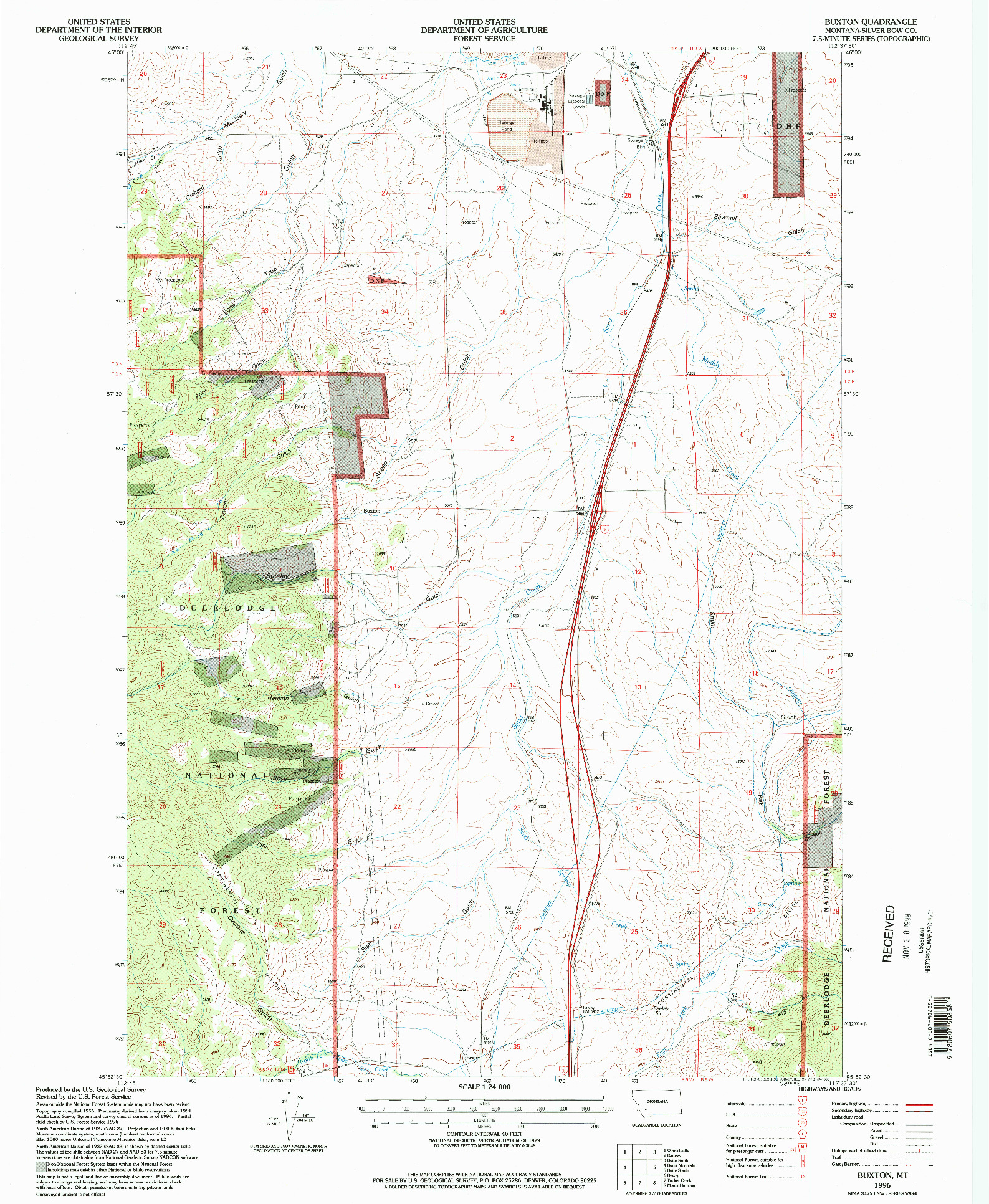 USGS 1:24000-SCALE QUADRANGLE FOR BUXTON, MT 1996