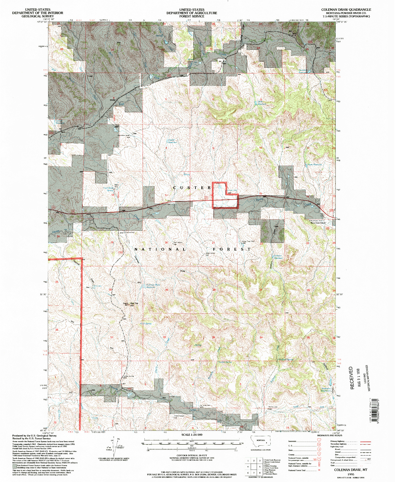 USGS 1:24000-SCALE QUADRANGLE FOR COLEMAN DRAW, MT 1995