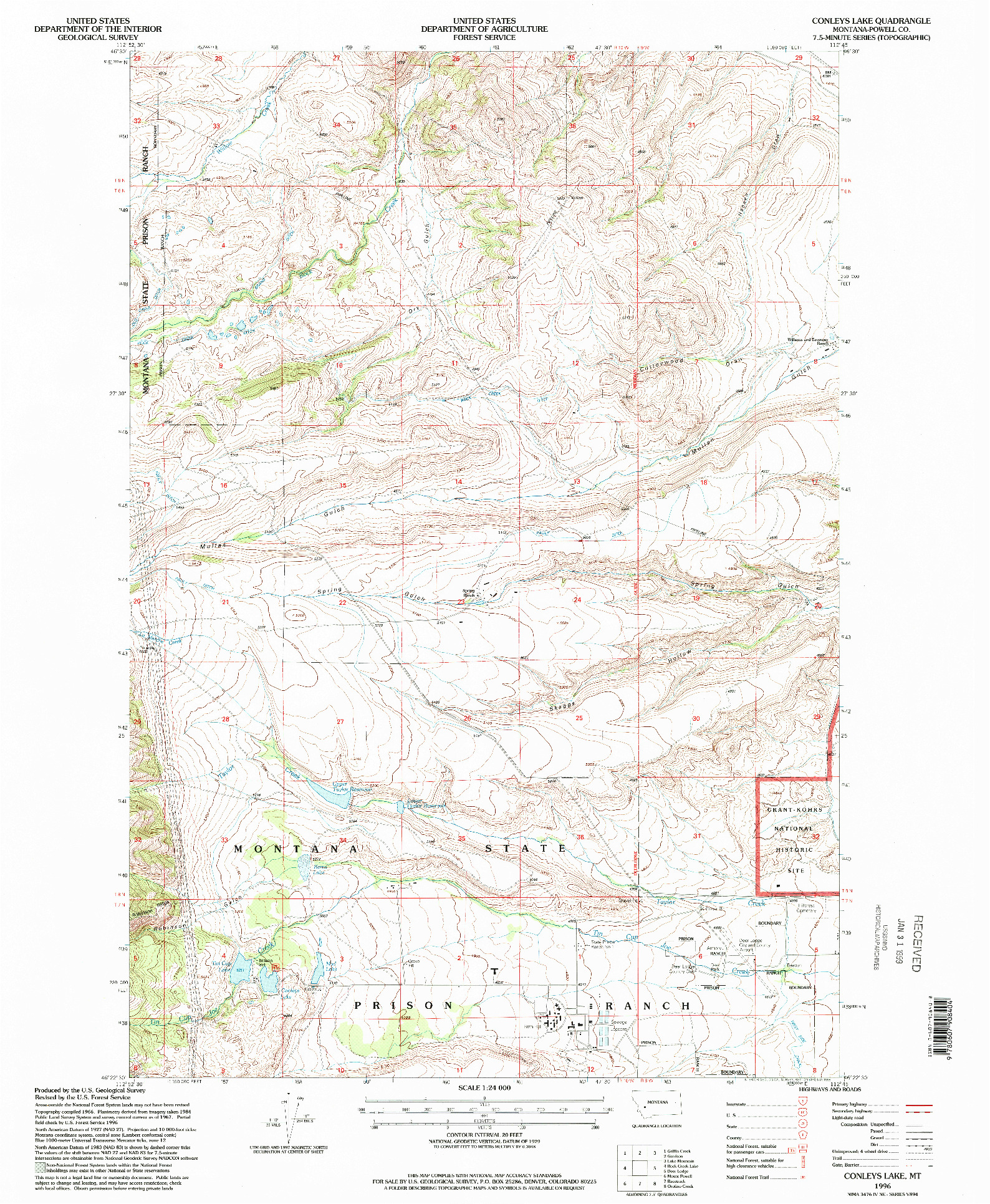 USGS 1:24000-SCALE QUADRANGLE FOR CONLEYS LAKE, MT 1996
