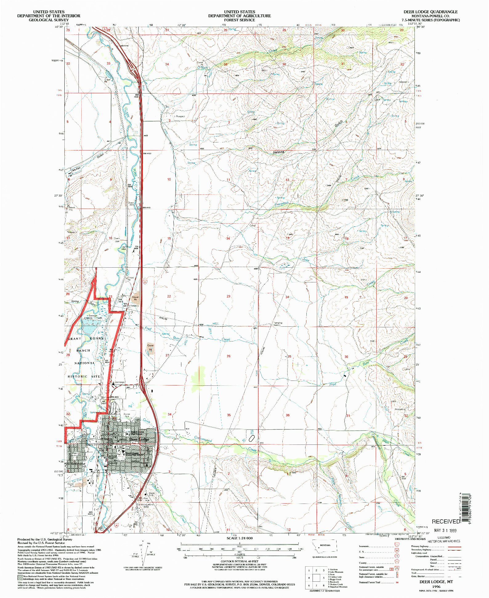 USGS 1:24000-SCALE QUADRANGLE FOR DEER LODGE, MT 1996