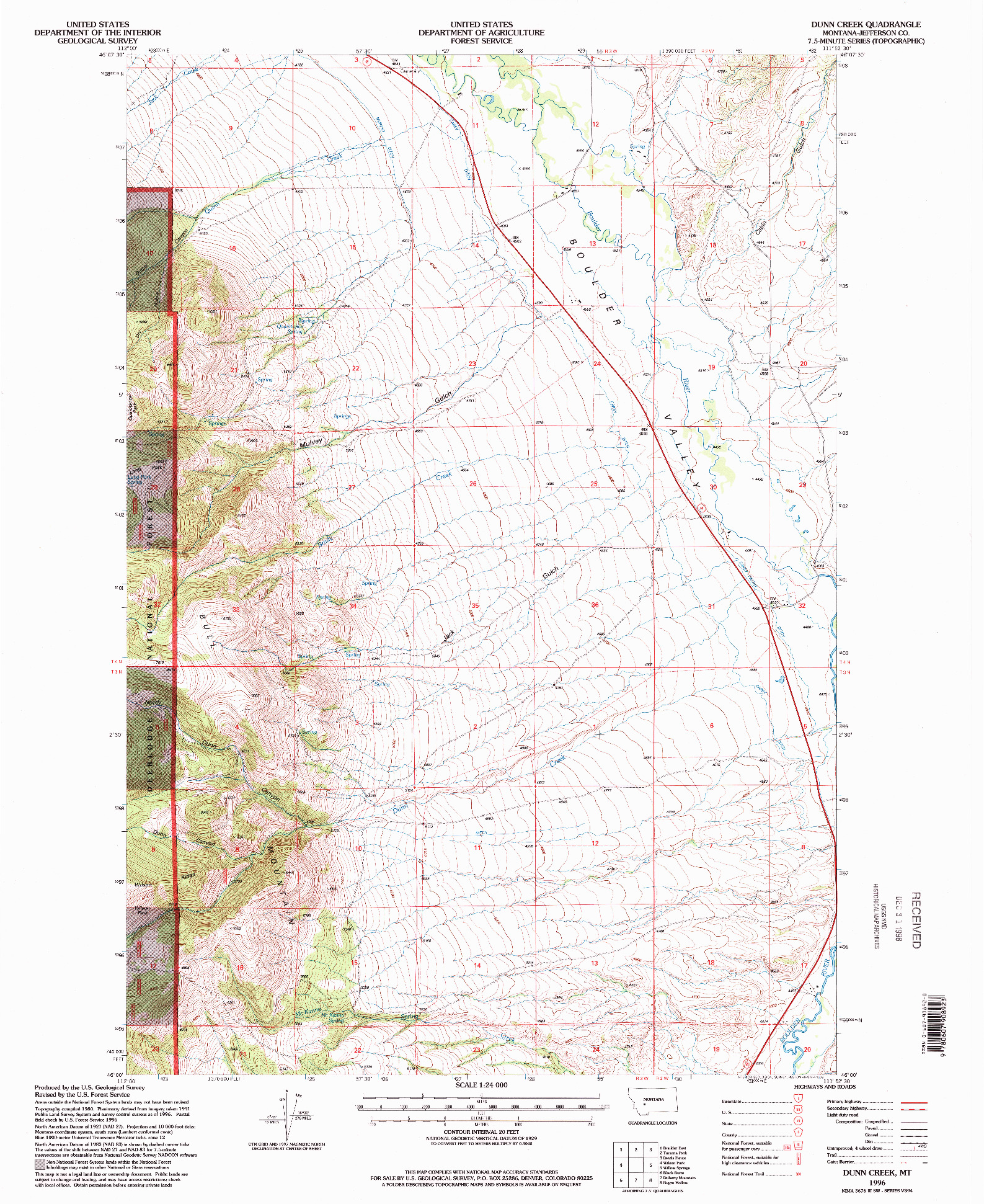 USGS 1:24000-SCALE QUADRANGLE FOR DUNN CREEK, MT 1996