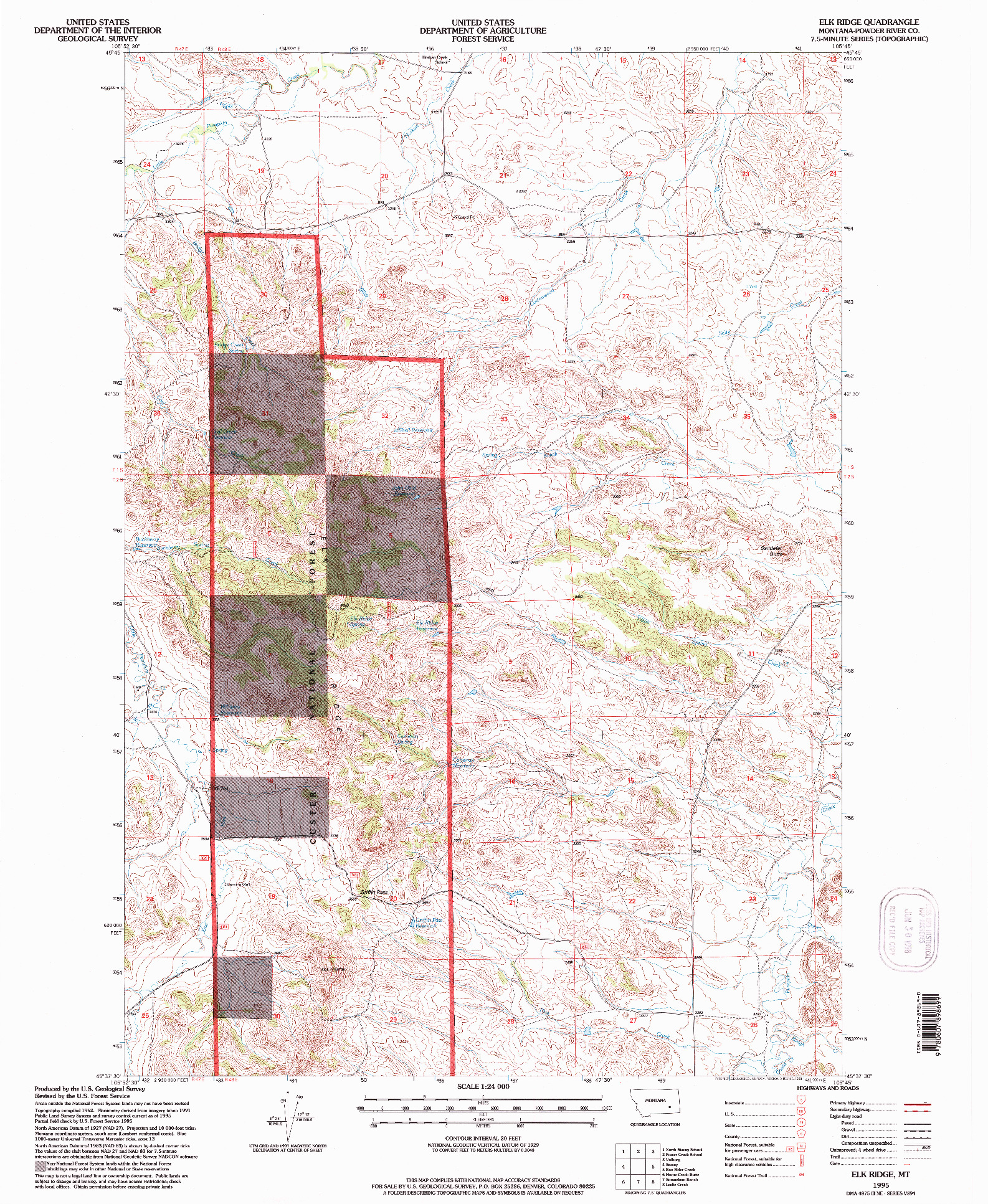 USGS 1:24000-SCALE QUADRANGLE FOR ELK RIDGE, MT 1995