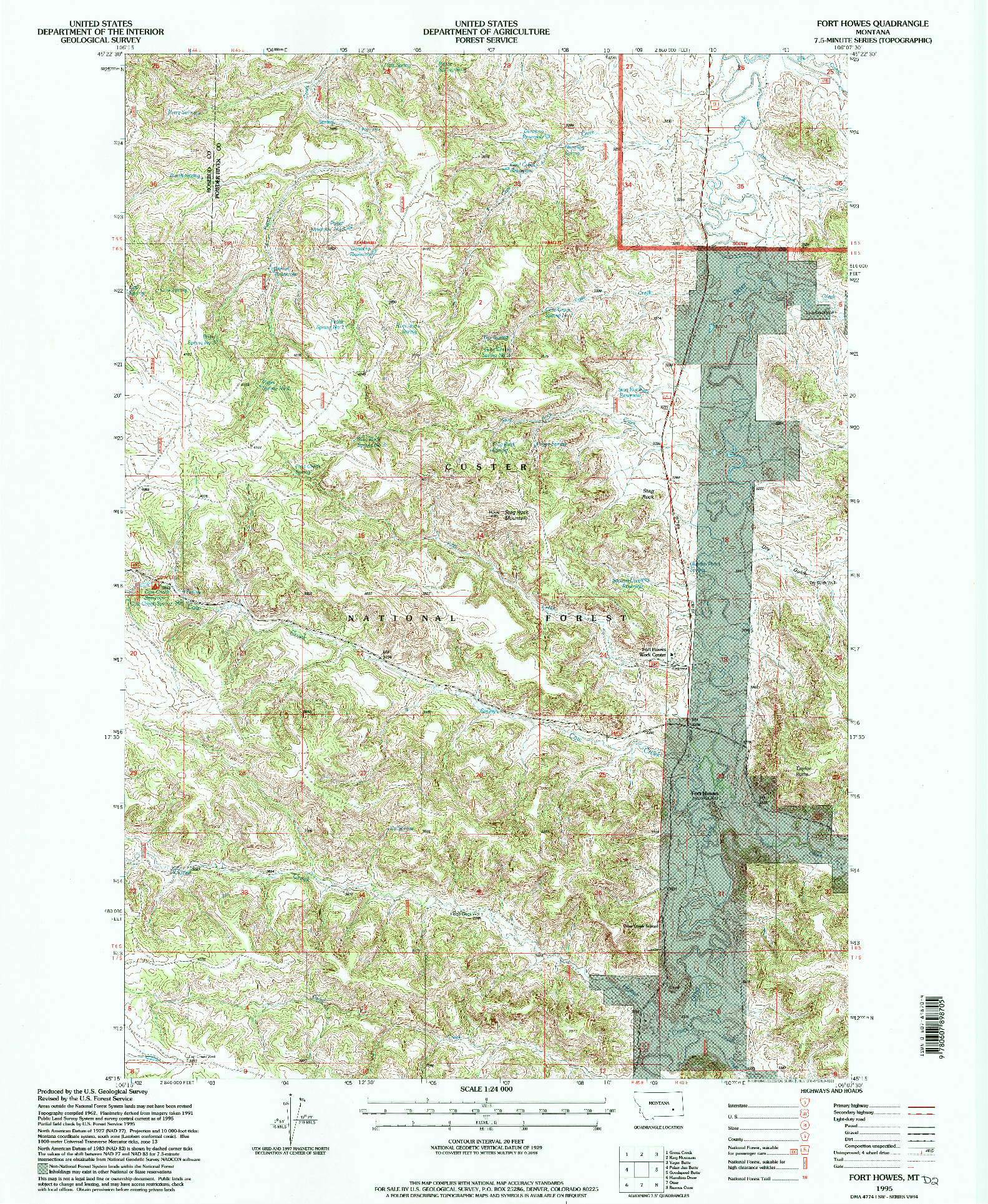 USGS 1:24000-SCALE QUADRANGLE FOR FORT HOWES, MT 1995
