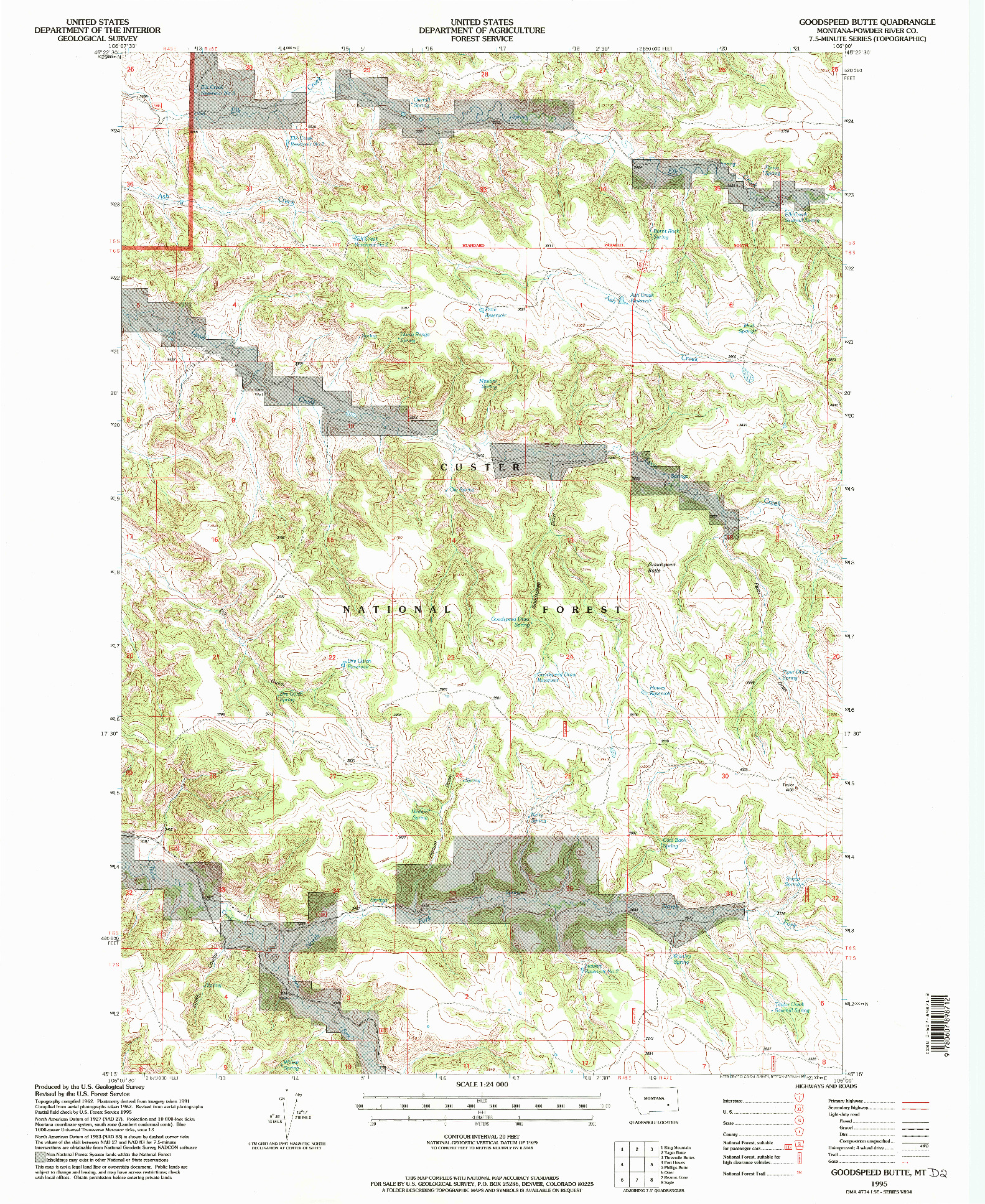 USGS 1:24000-SCALE QUADRANGLE FOR GOODSPEED BUTTE, MT 1995
