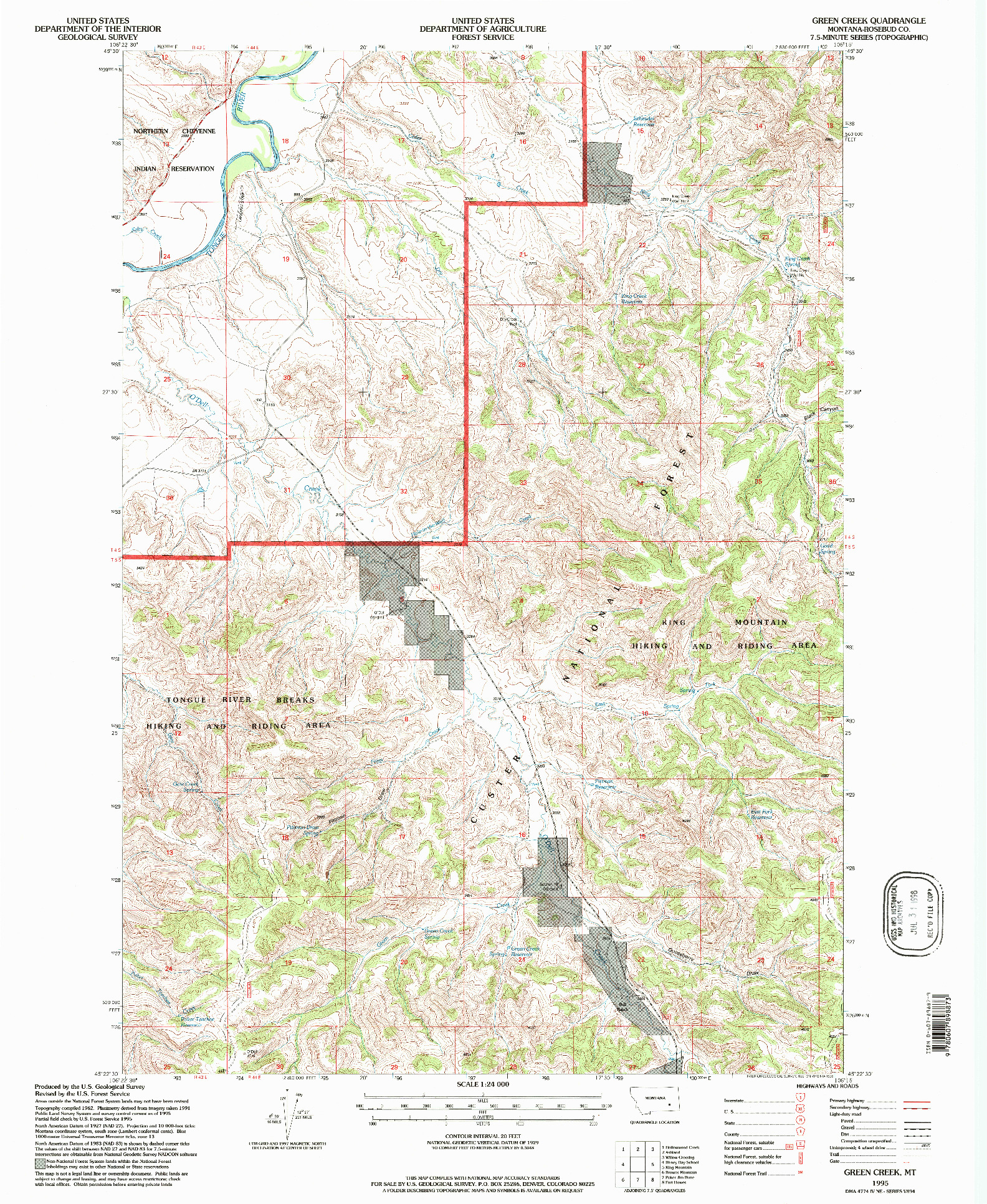 USGS 1:24000-SCALE QUADRANGLE FOR GREEN CREEK, MT 1995