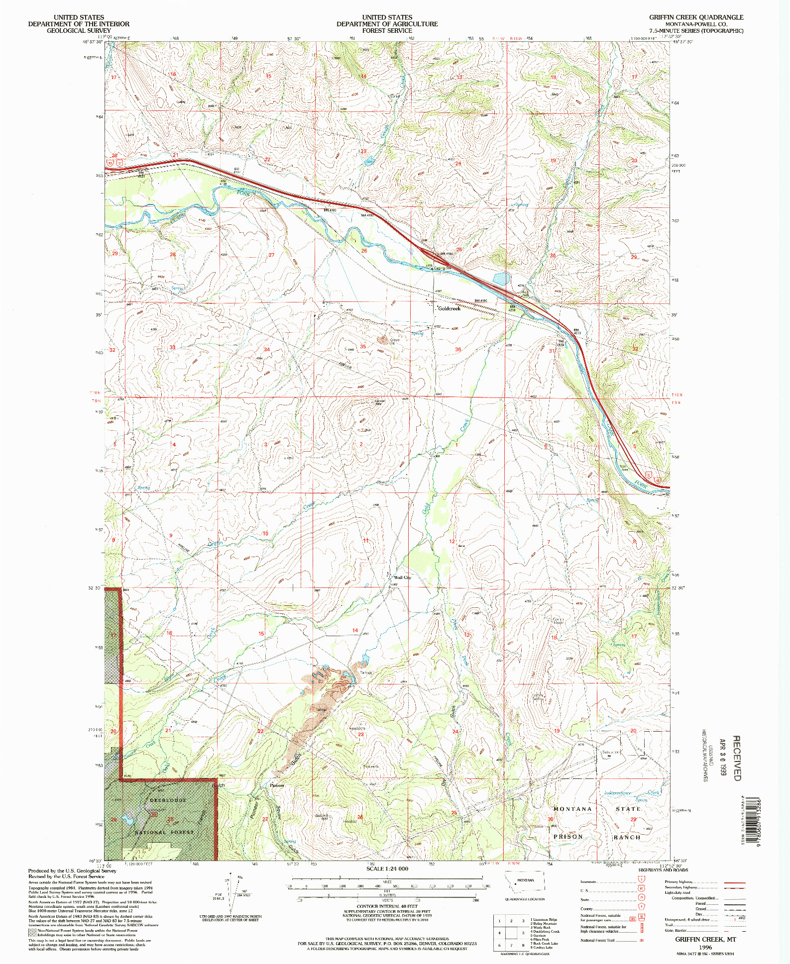 USGS 1:24000-SCALE QUADRANGLE FOR GRIFFIN CREEK, MT 1996