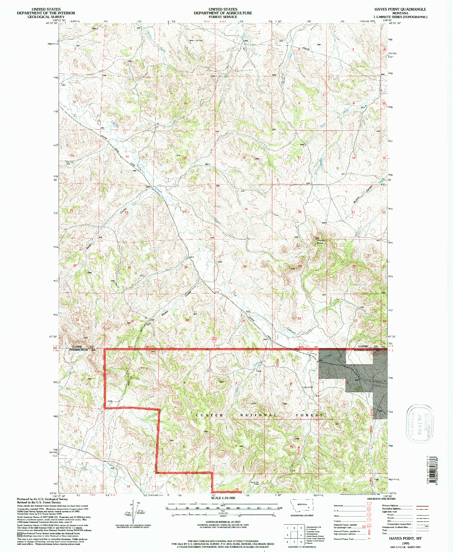 USGS 1:24000-SCALE QUADRANGLE FOR HAYES POINT, MT 1995