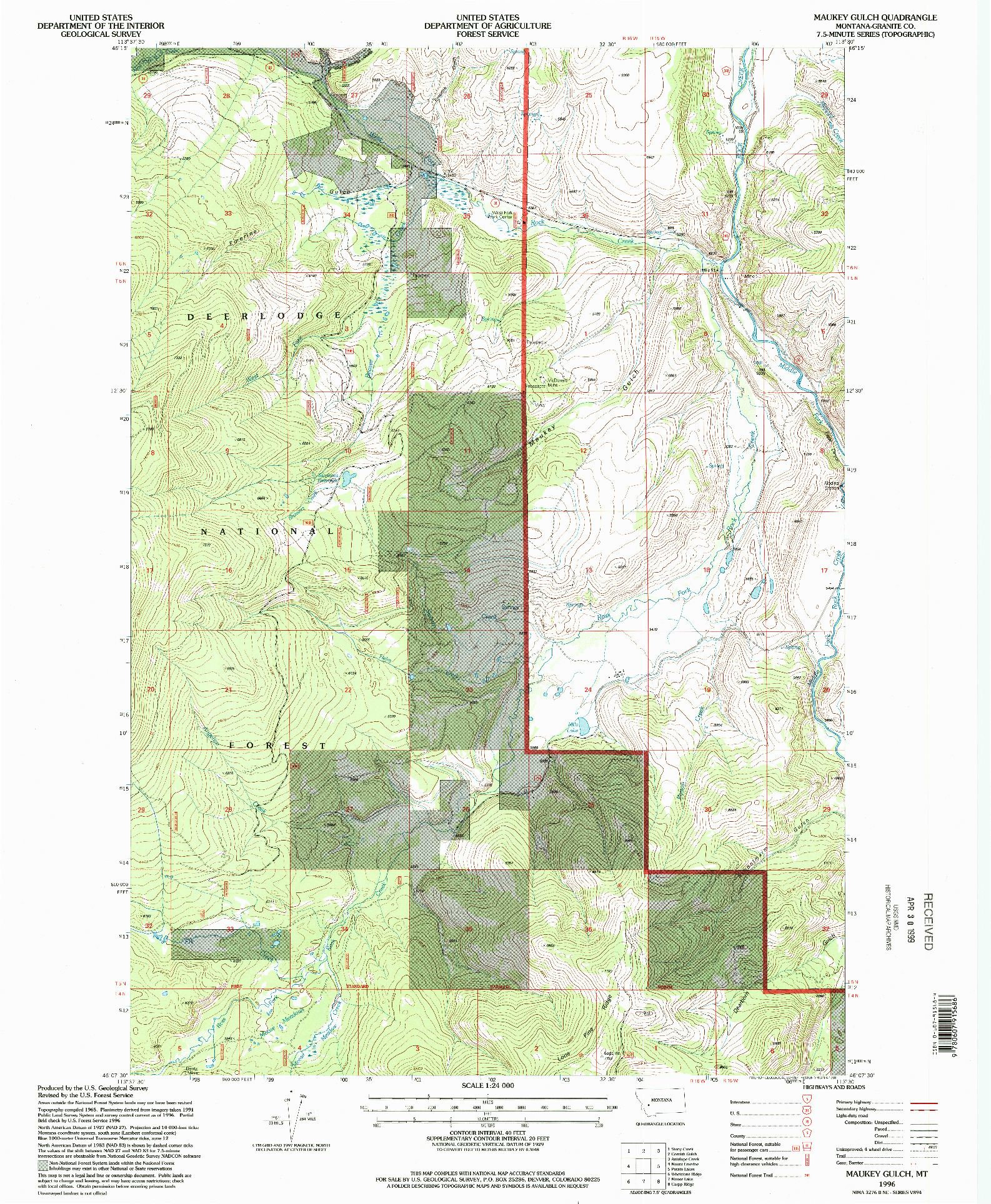 USGS 1:24000-SCALE QUADRANGLE FOR MAUKEY GULCH, MT 1996