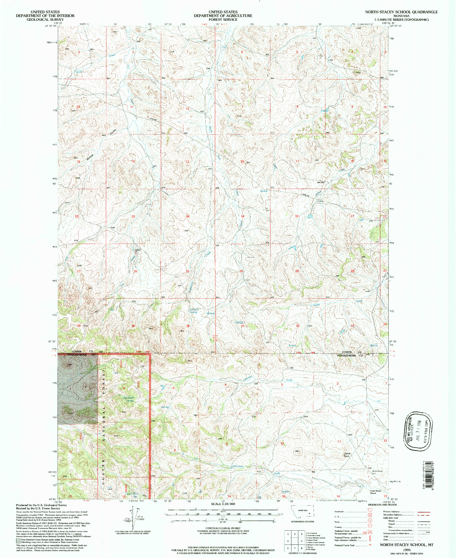 USGS 1:24000-SCALE QUADRANGLE FOR NORTH STACEY SCHOOL, MT 1995