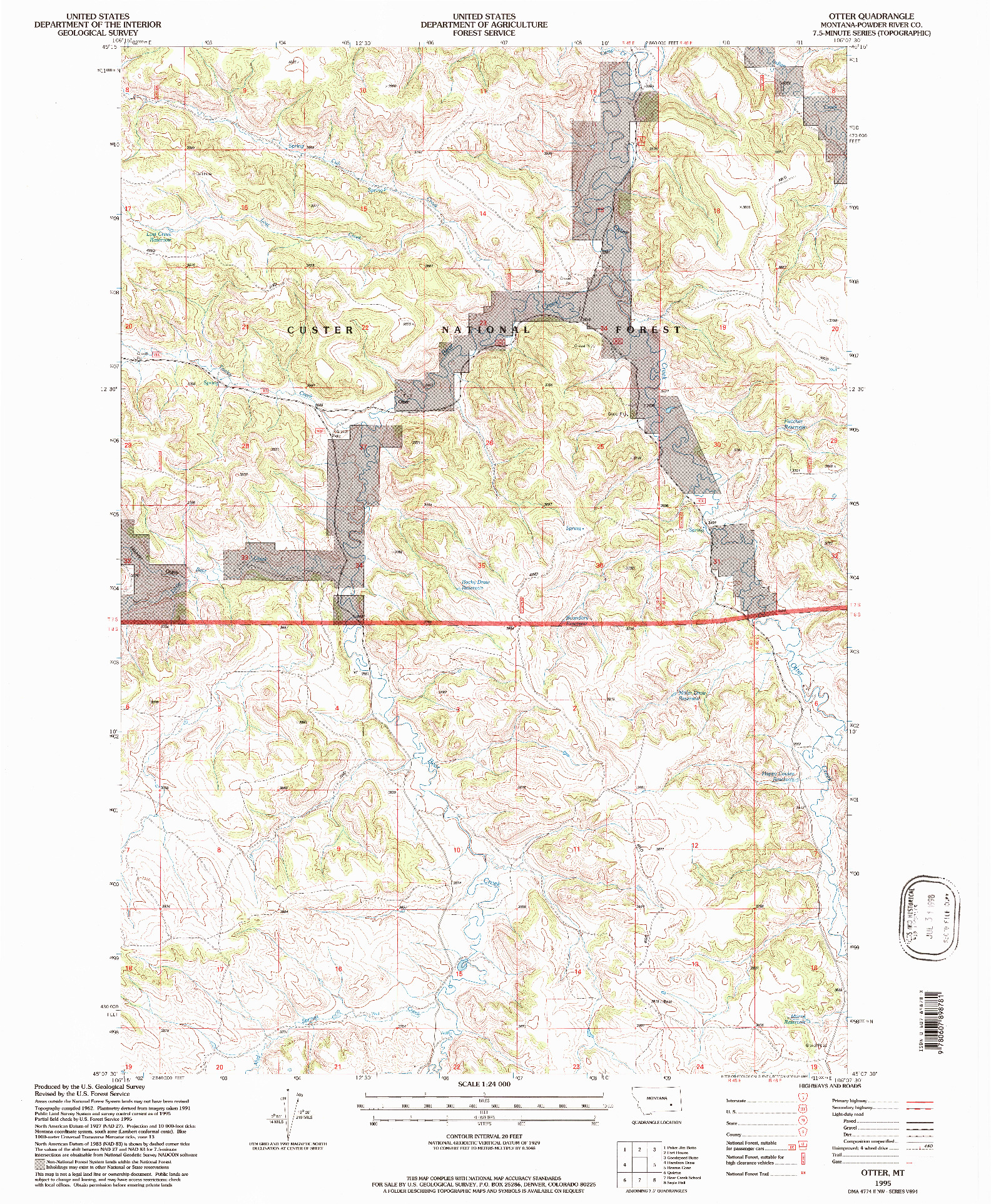 USGS 1:24000-SCALE QUADRANGLE FOR OTTER, MT 1995