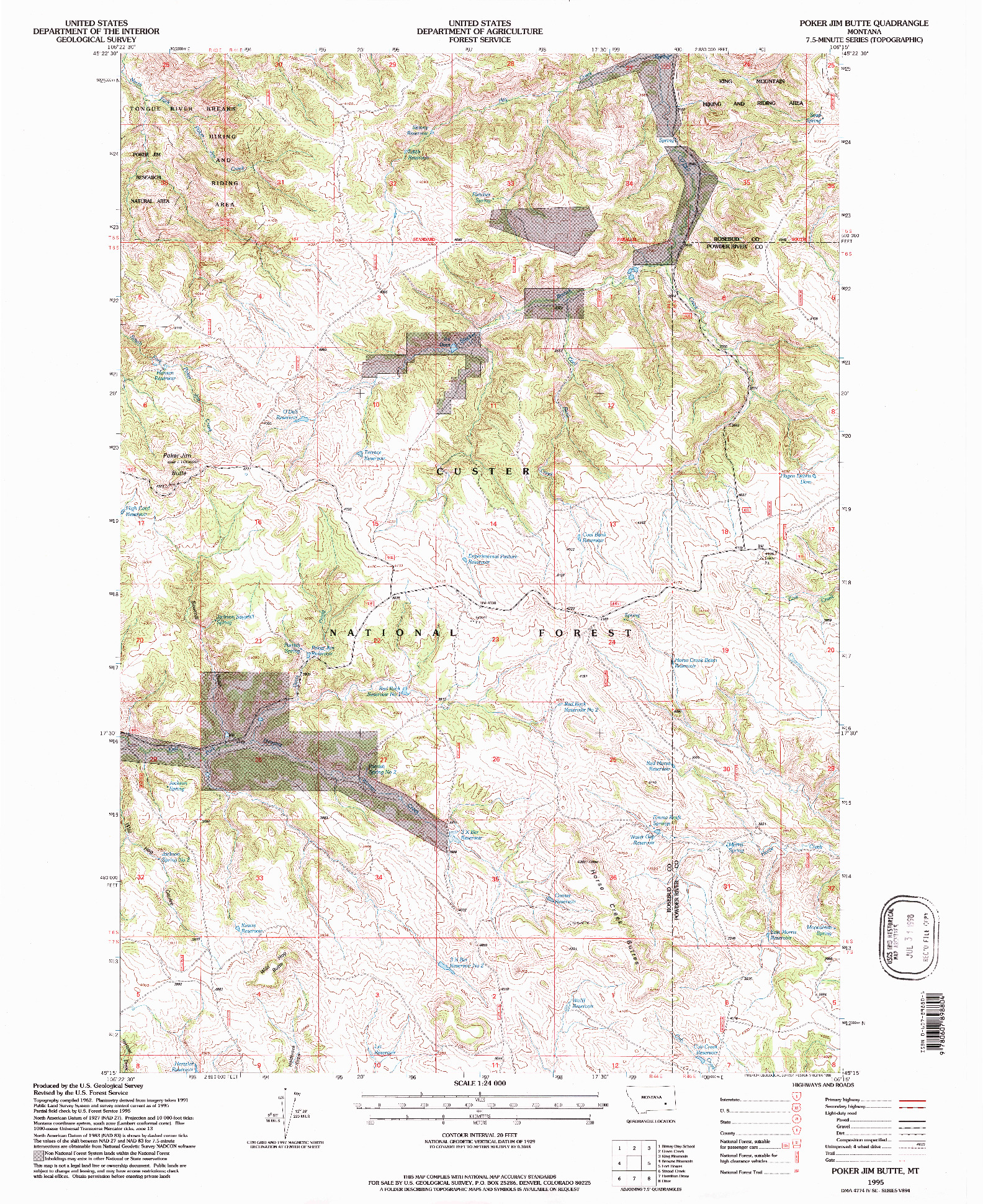 USGS 1:24000-SCALE QUADRANGLE FOR POKER JIM BUTTE, MT 1995