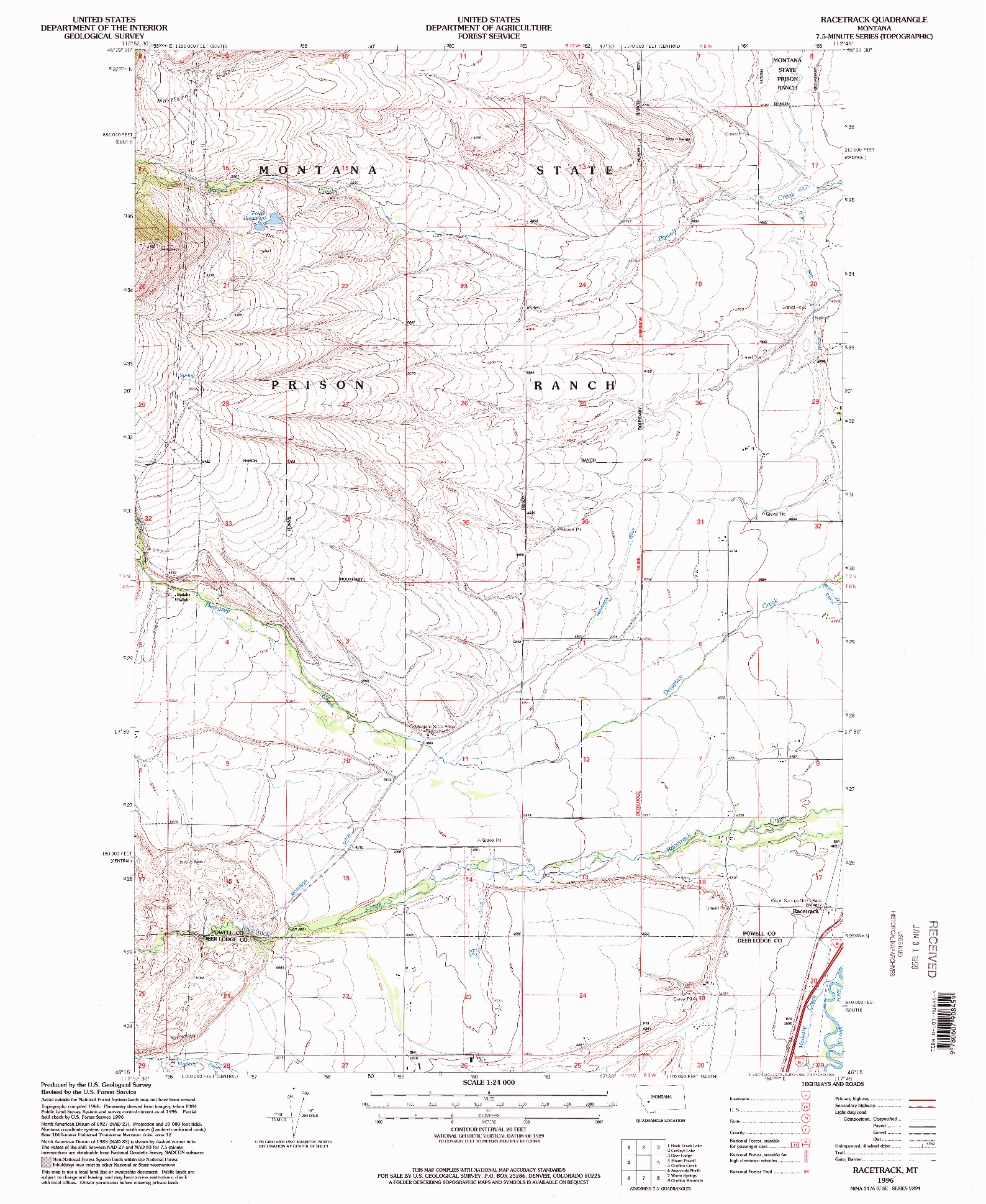 USGS 1:24000-SCALE QUADRANGLE FOR RACETRACK, MT 1996