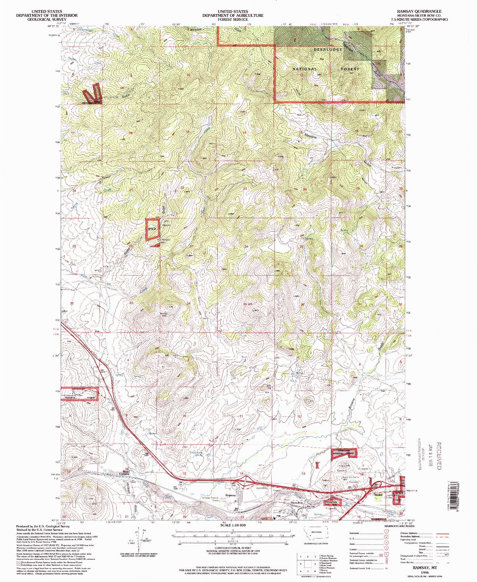 USGS 1:24000-SCALE QUADRANGLE FOR RAMSAY, MT 1996