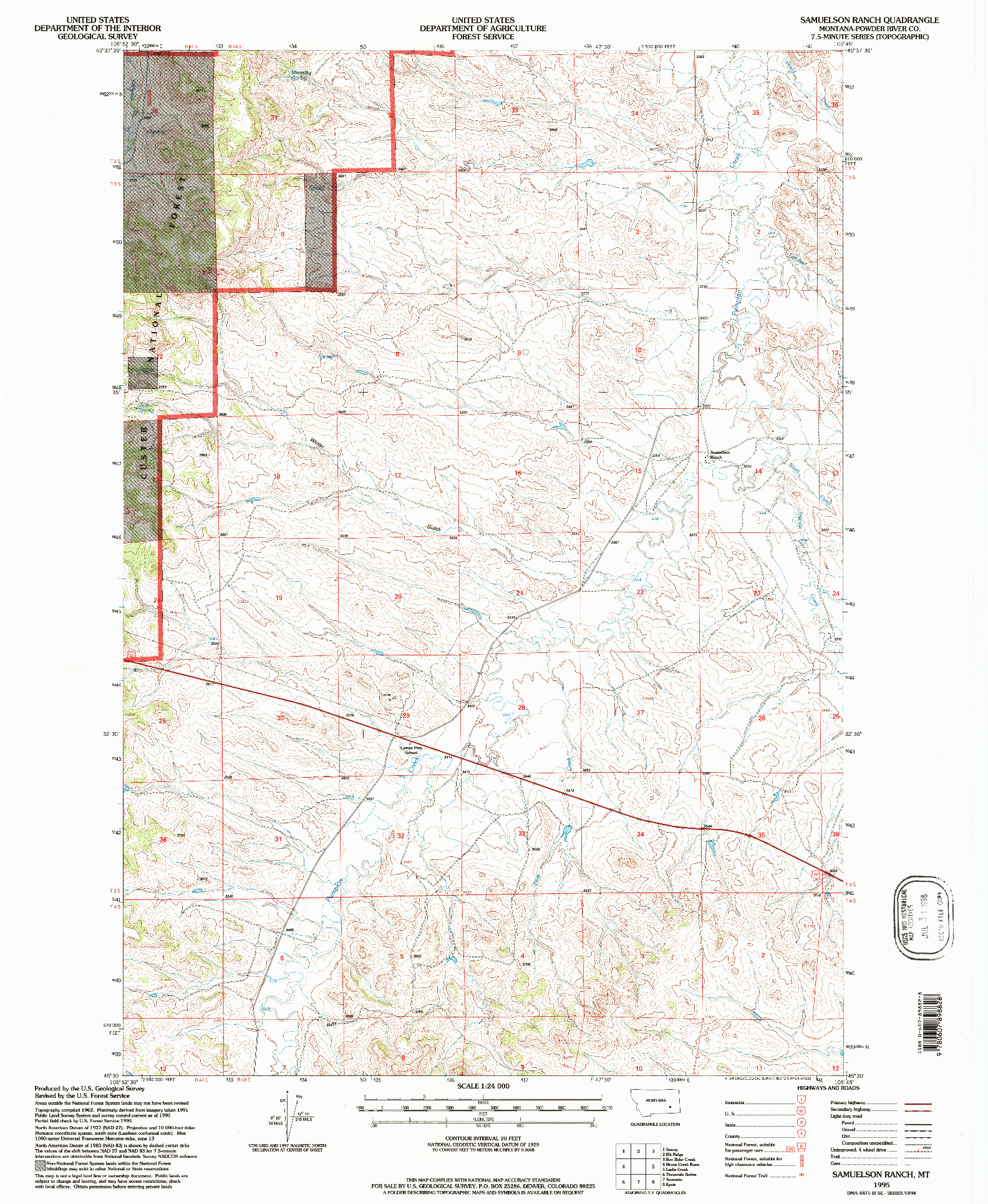 USGS 1:24000-SCALE QUADRANGLE FOR SAMUELSON RANCH, MT 1995