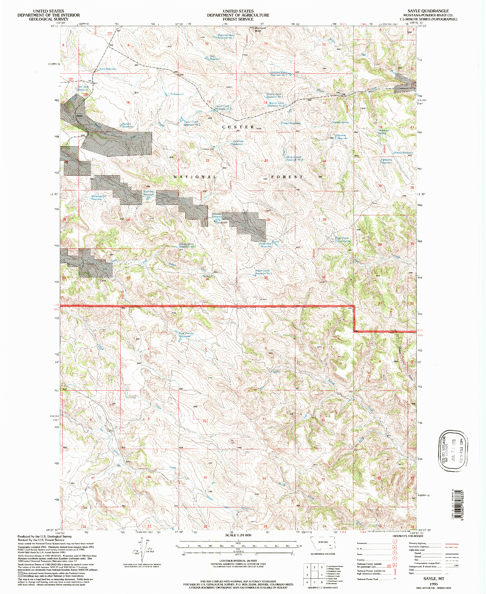 USGS 1:24000-SCALE QUADRANGLE FOR SAYLE, MT 1995