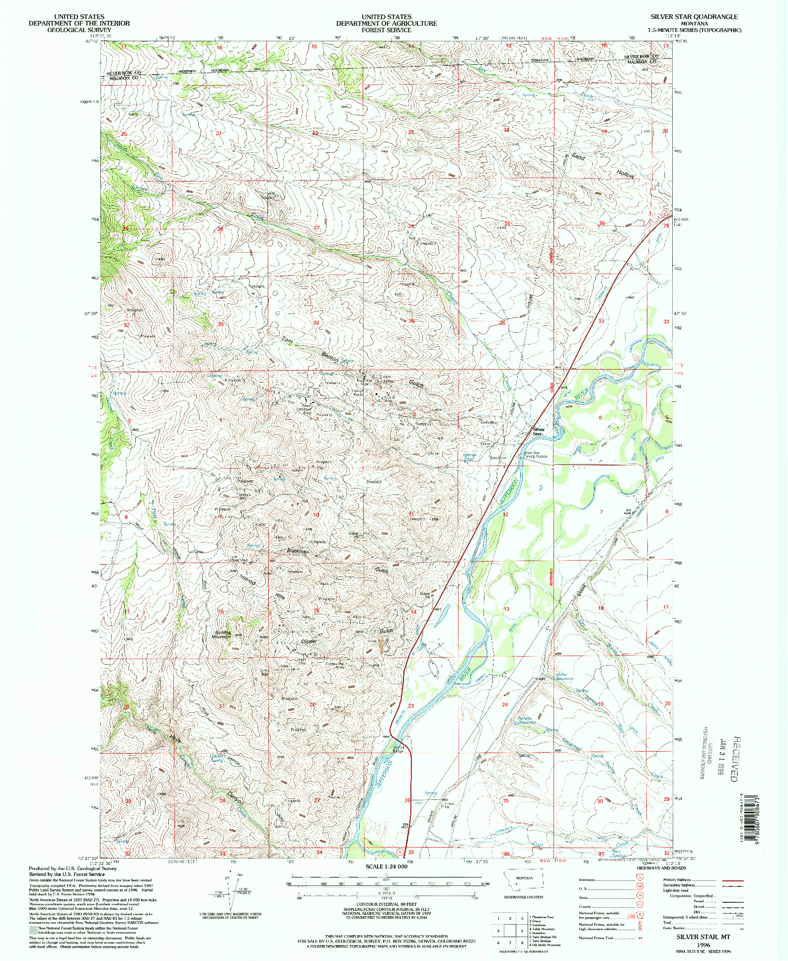 USGS 1:24000-SCALE QUADRANGLE FOR SILVER STAR, MT 1996