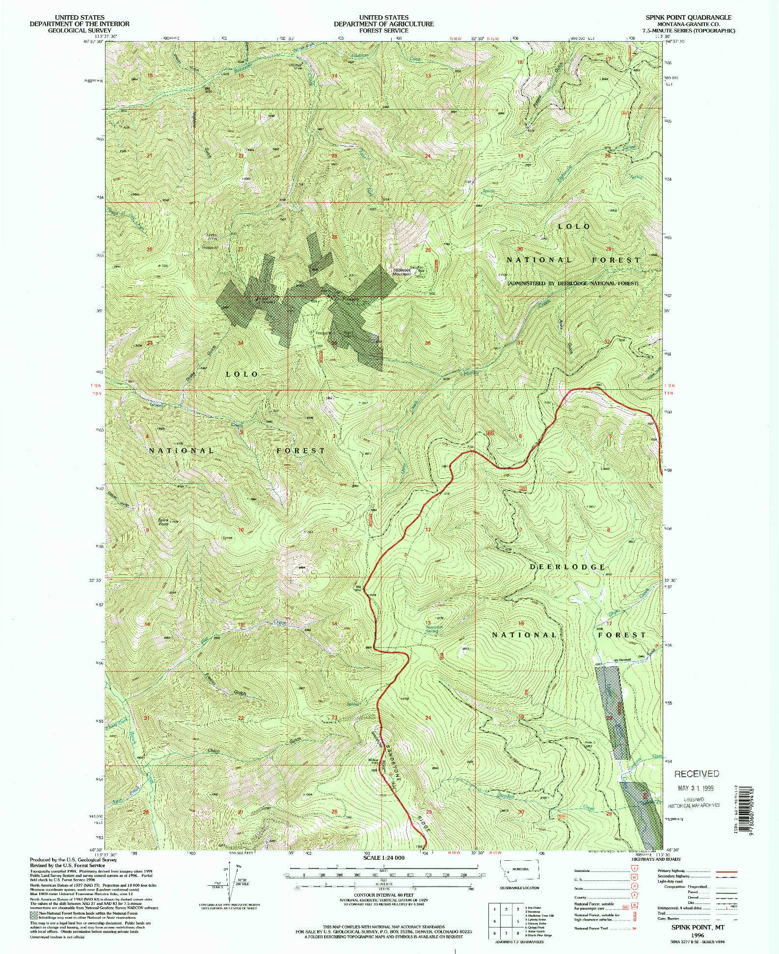 USGS 1:24000-SCALE QUADRANGLE FOR SPINK POINT, MT 1996